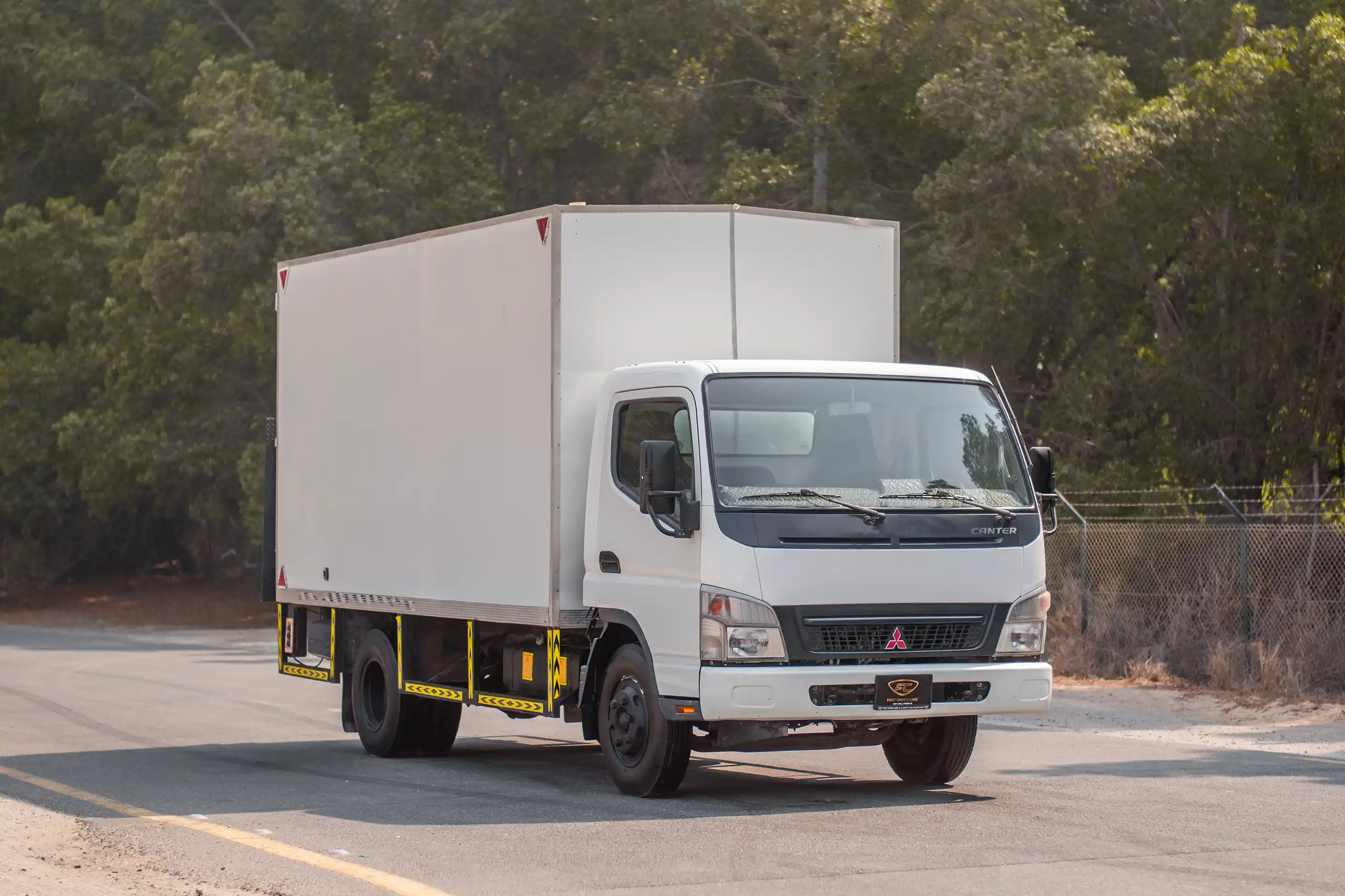 Used 2008 Mitsubishi Canter Box White – Rear Left Side with Door Open View at First Choice Cars Sharjah
