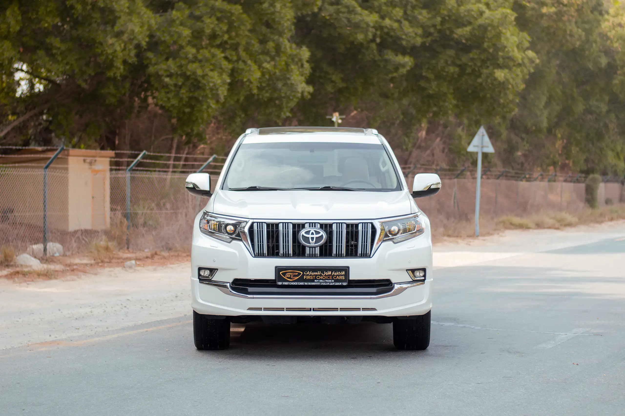 Used 2020 Toyota Prado VXR White – Front View at First Choice Cars Sharjah