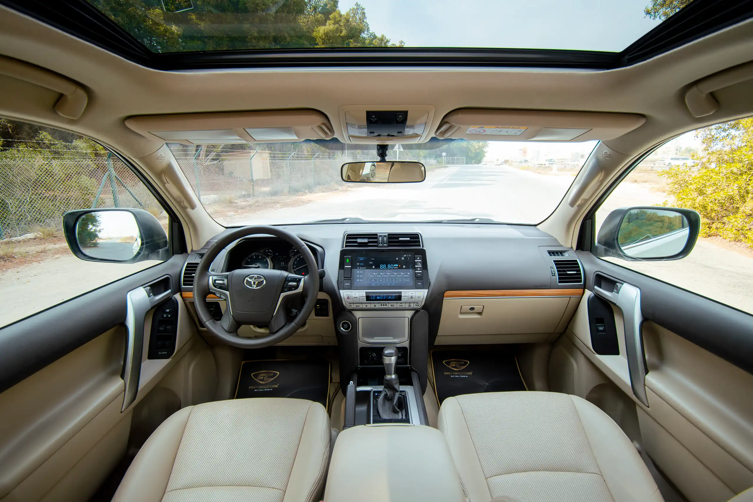 Used 2020 Toyota Prado VXR White – Front Cabin / Dashboard Full View at First Choice Cars Sharjah