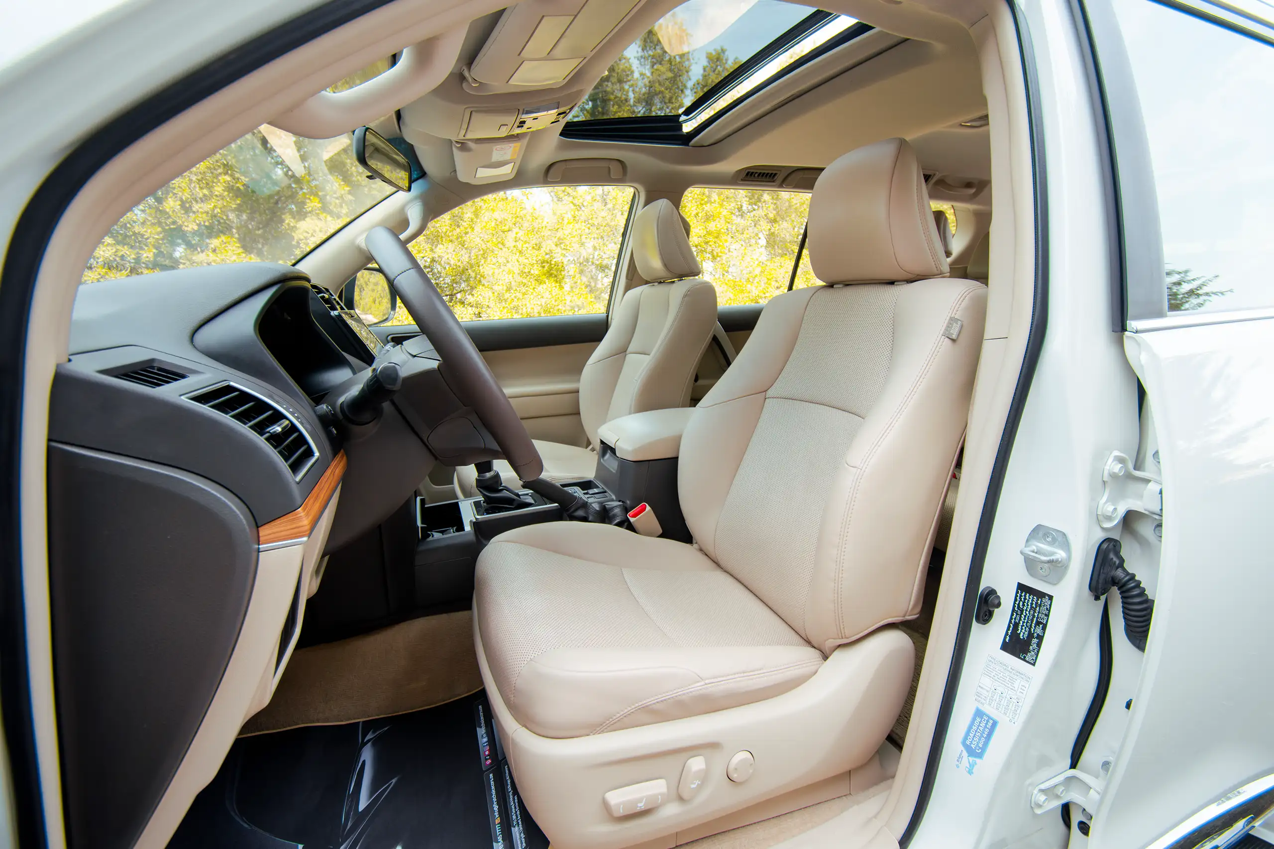 Used 2020 Toyota Prado VXR White – Front Driver Side Cabin View at First Choice Cars Sharjah