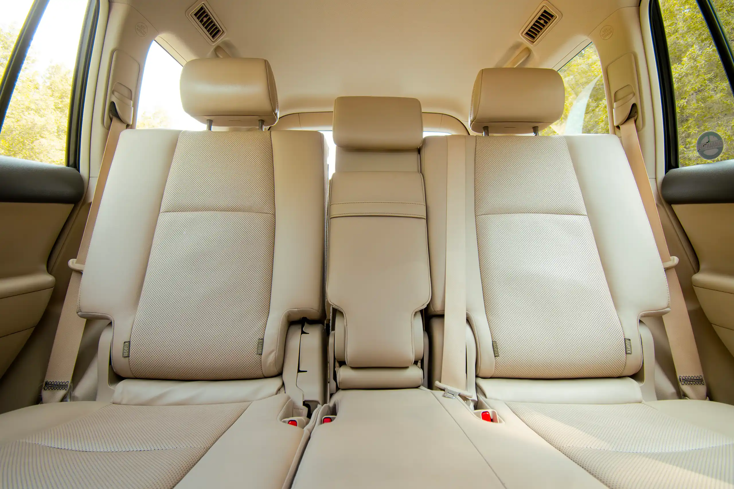 Used 2020 Toyota Prado VXR White – Rear Seat View at First Choice Cars Sharjah