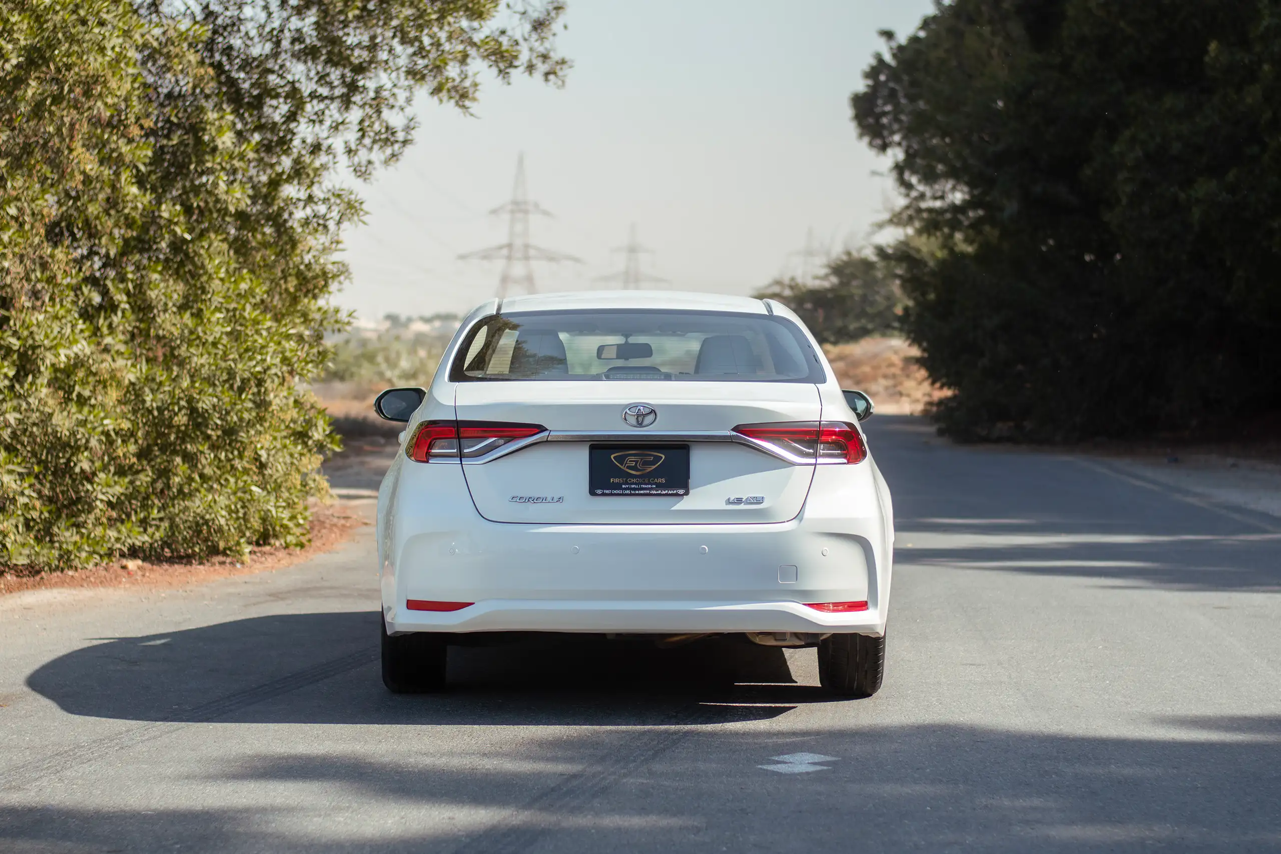 Used 2022 Toyota Corolla Xli White – Back/Rear View at First Choice Cars Sharjah
