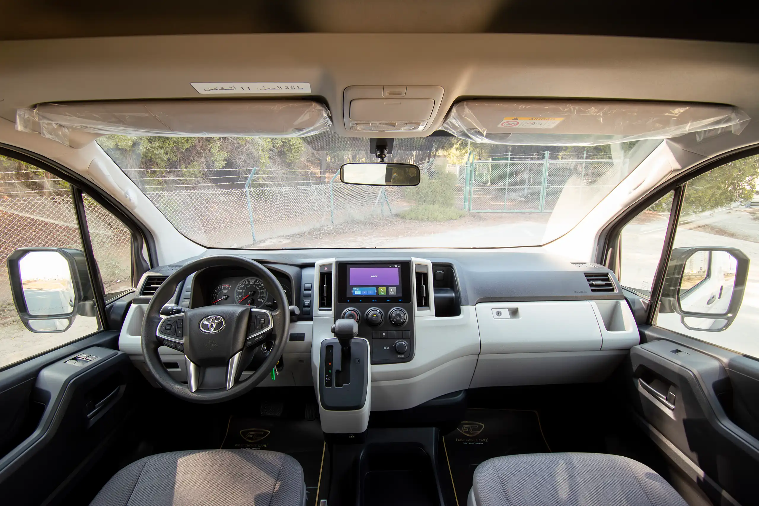 Used 2025 Toyota Hiace High Roof White – Front Cabin / Dashboard Full View at First Choice Cars Sharjah