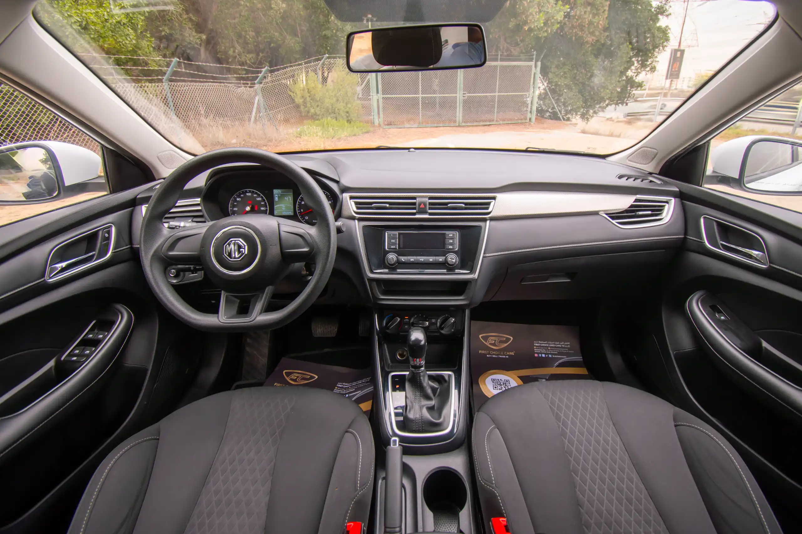 Used 2023 MG 5 Comfort White – Front Cabin / Dashboard Full View at First Choice Cars Sharjah