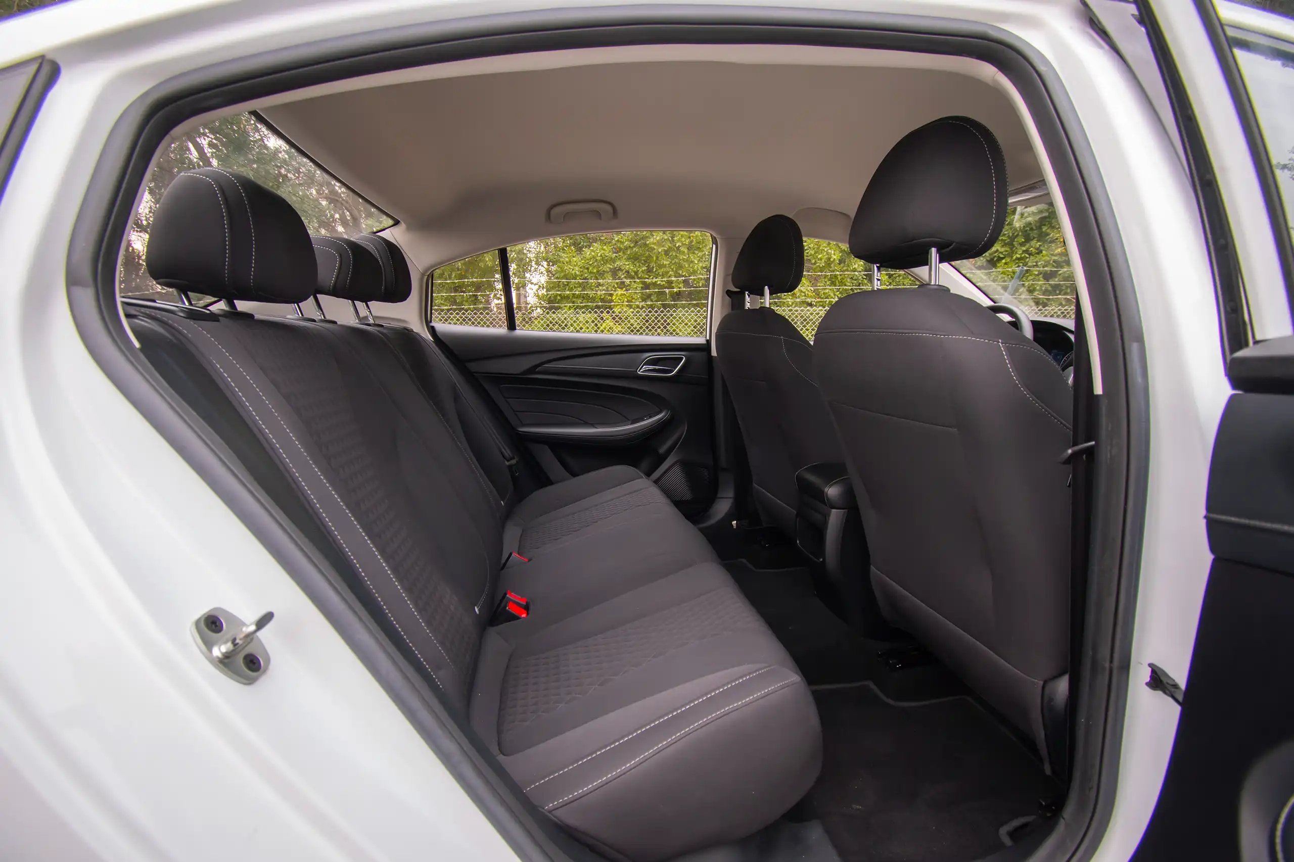 Used 2023 MG 5 Comfort White – Rear Passenger Side Cabin View at First Choice Cars Sharjah