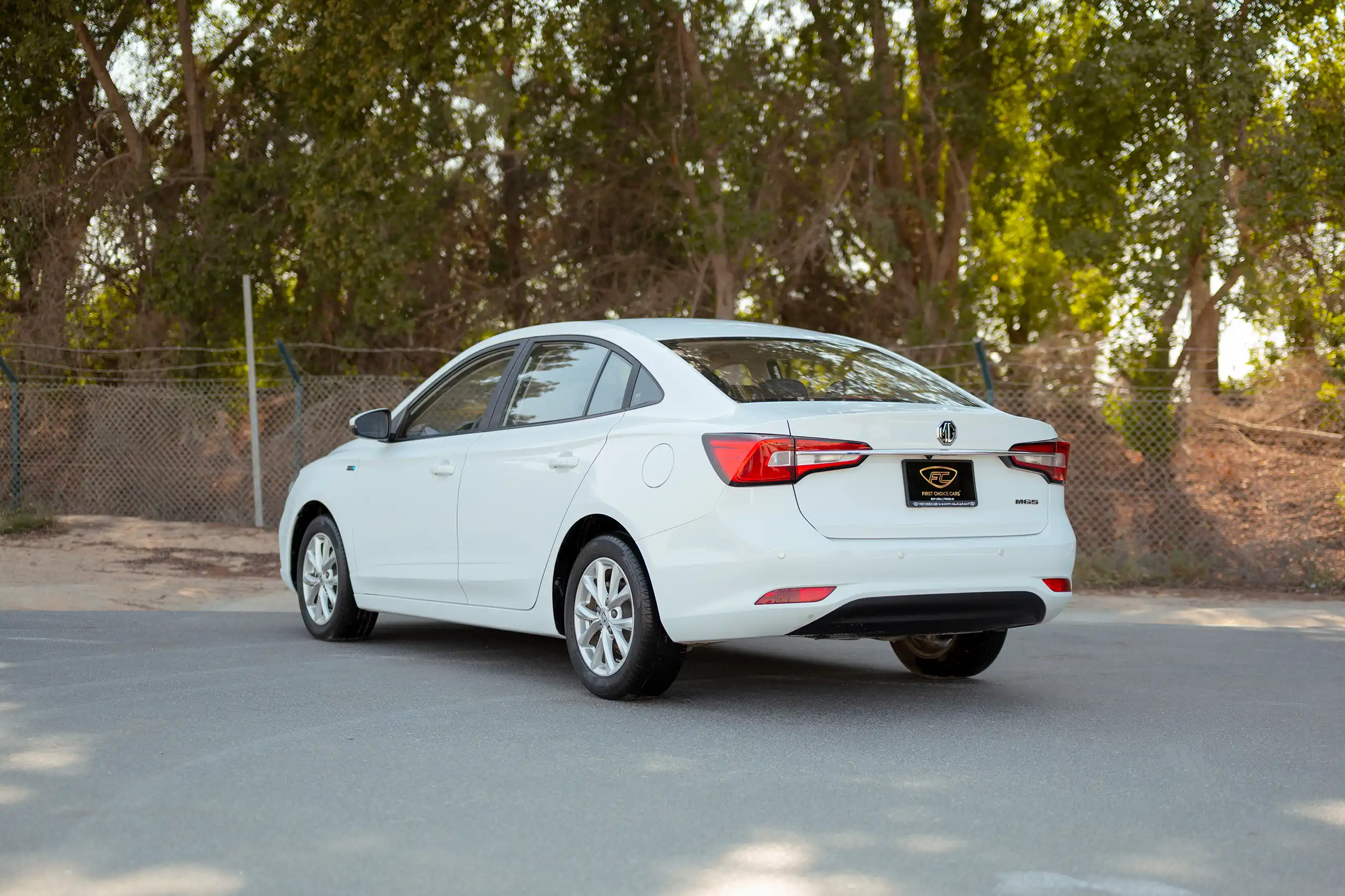 Used 2022 MG 5 Comfort White – Left Back Diagonal (45°) View at First Choice Cars Sharjah