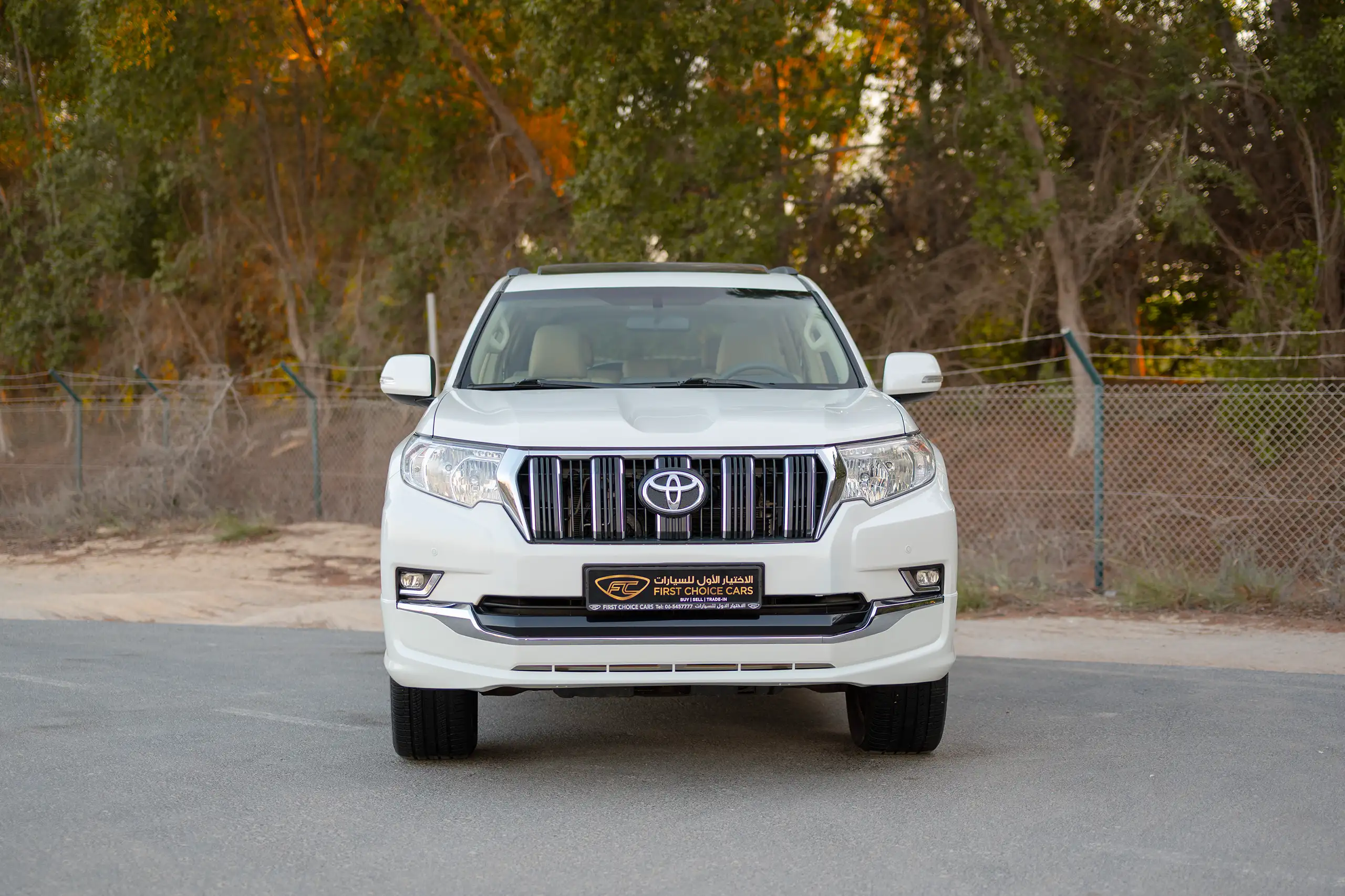 Used 2022 Toyota Prado Gxr White – Front View at First Choice Cars Sharjah