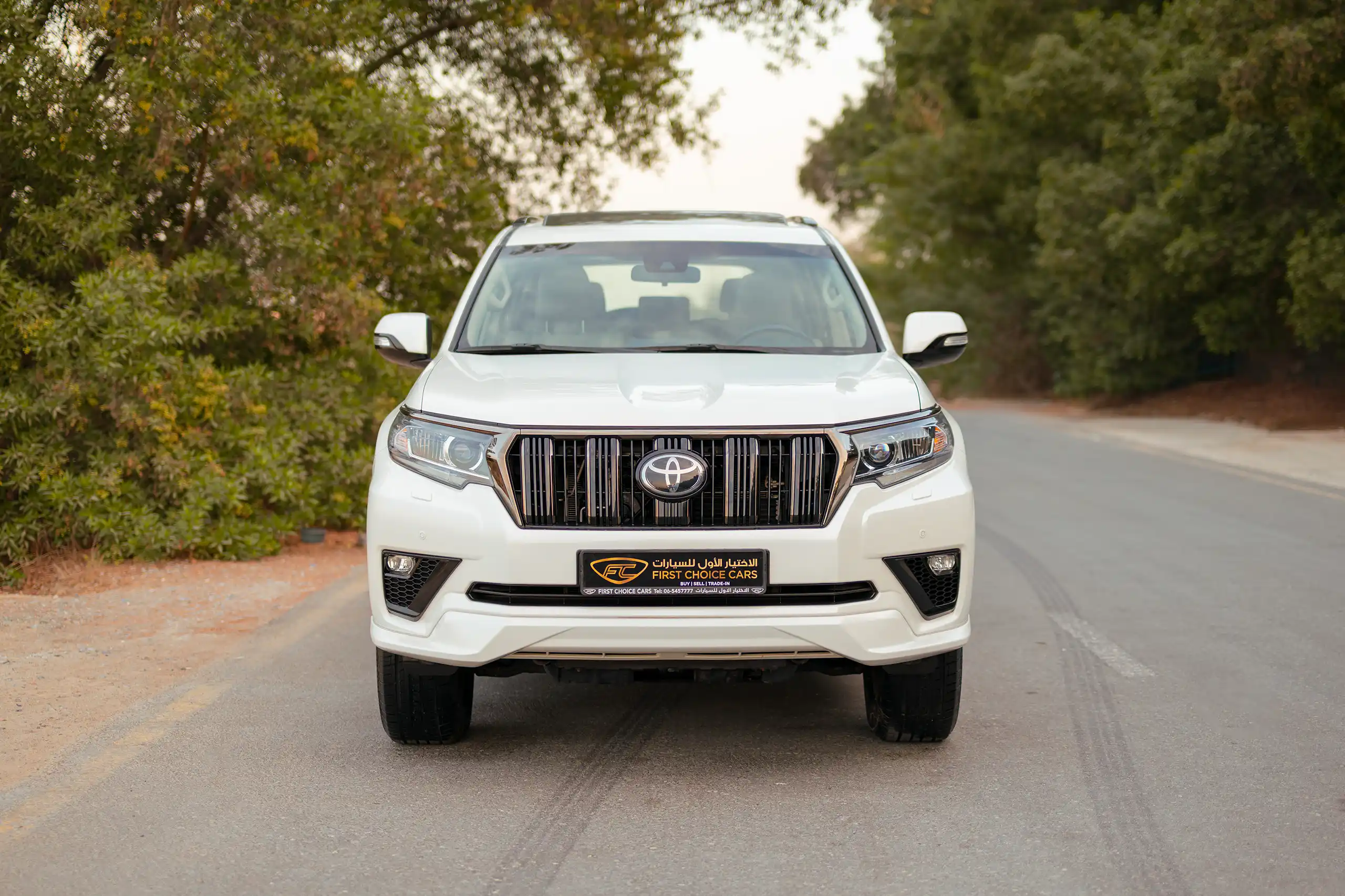 Used 2022 Toyota Prado VXR White – Front View at First Choice Cars Sharjah
