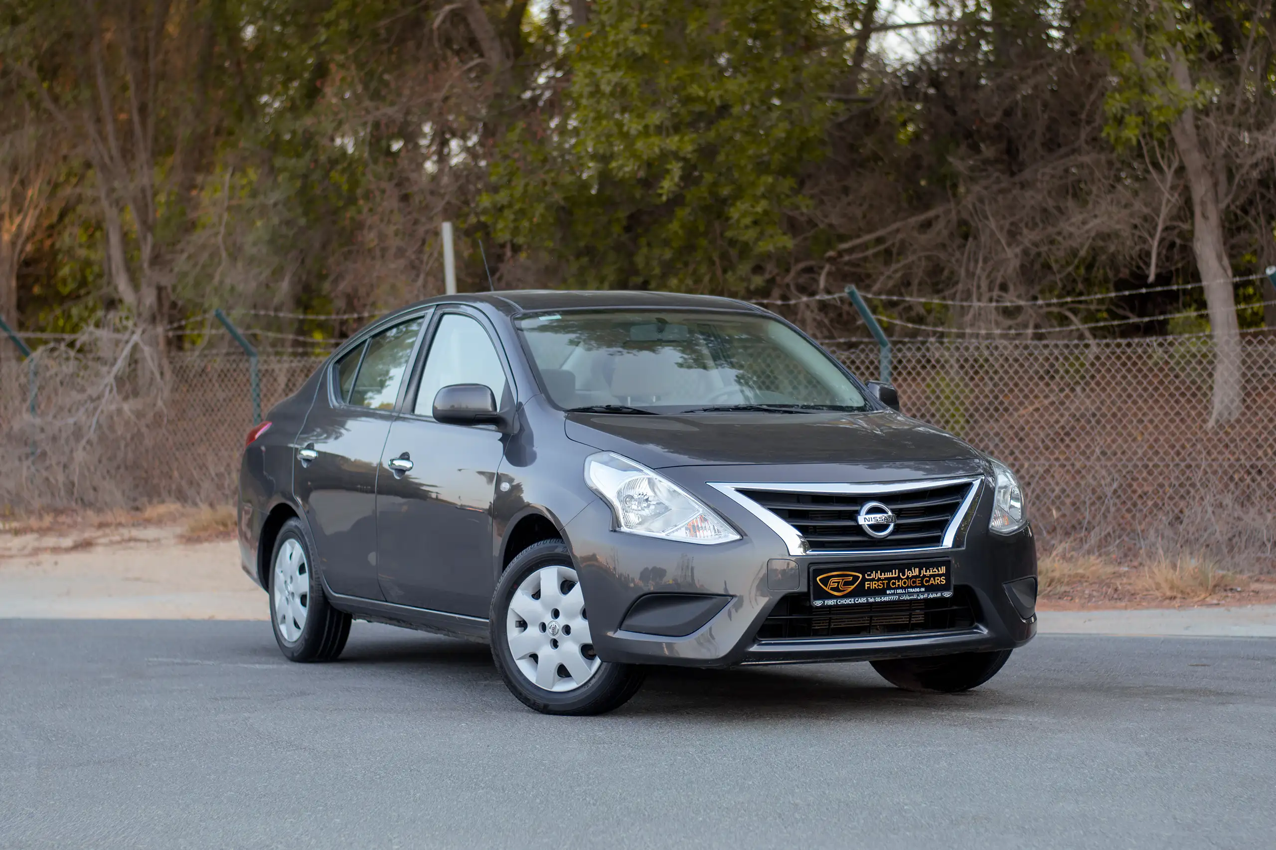 Used 2023 Nissan Sunny SV Grey – Right Front Diagonal (45°) View at First Choice Cars Sharjah