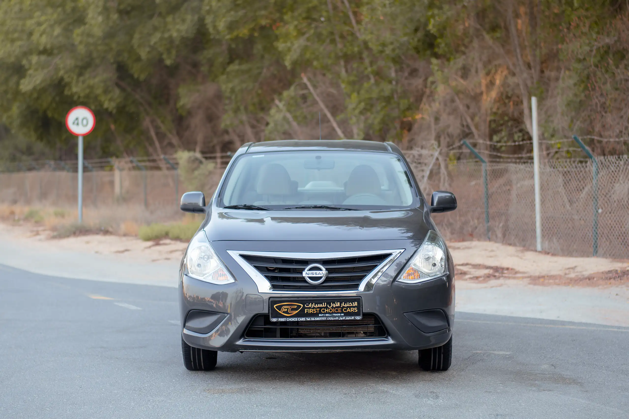 Used 2023 Nissan Sunny SV Grey – Front View at First Choice Cars Sharjah
