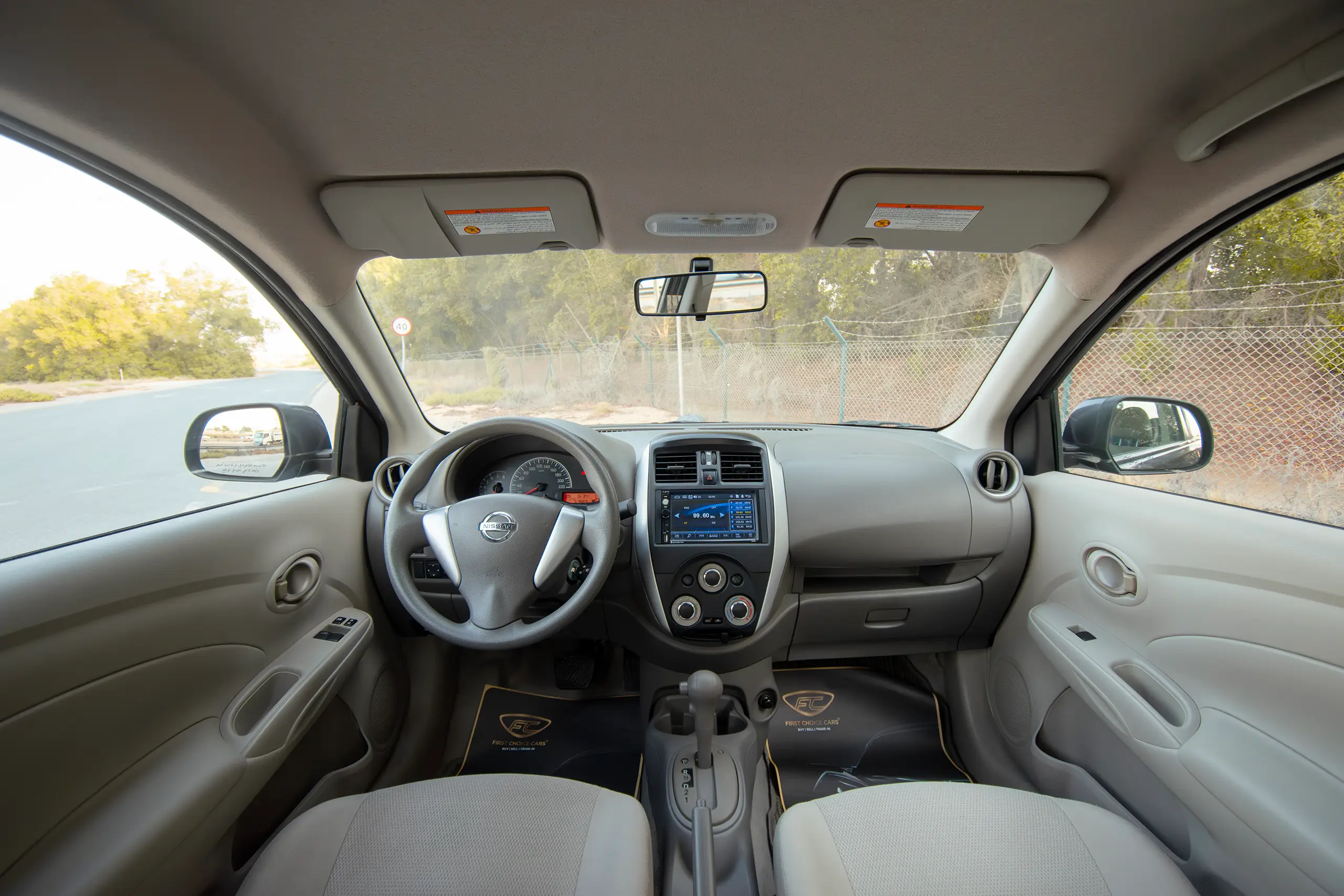 Used 2023 Nissan Sunny SV Grey – Front Cabin / Dashboard Full View at First Choice Cars Sharjah