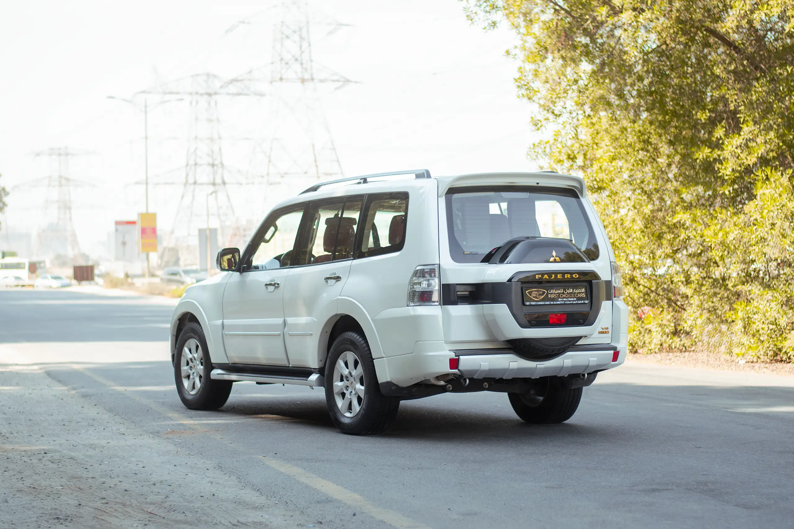 Used 2022 Mitsubishi Pajero GLS White – Left Back Diagonal (45°) View at First Choice Cars Sharjah