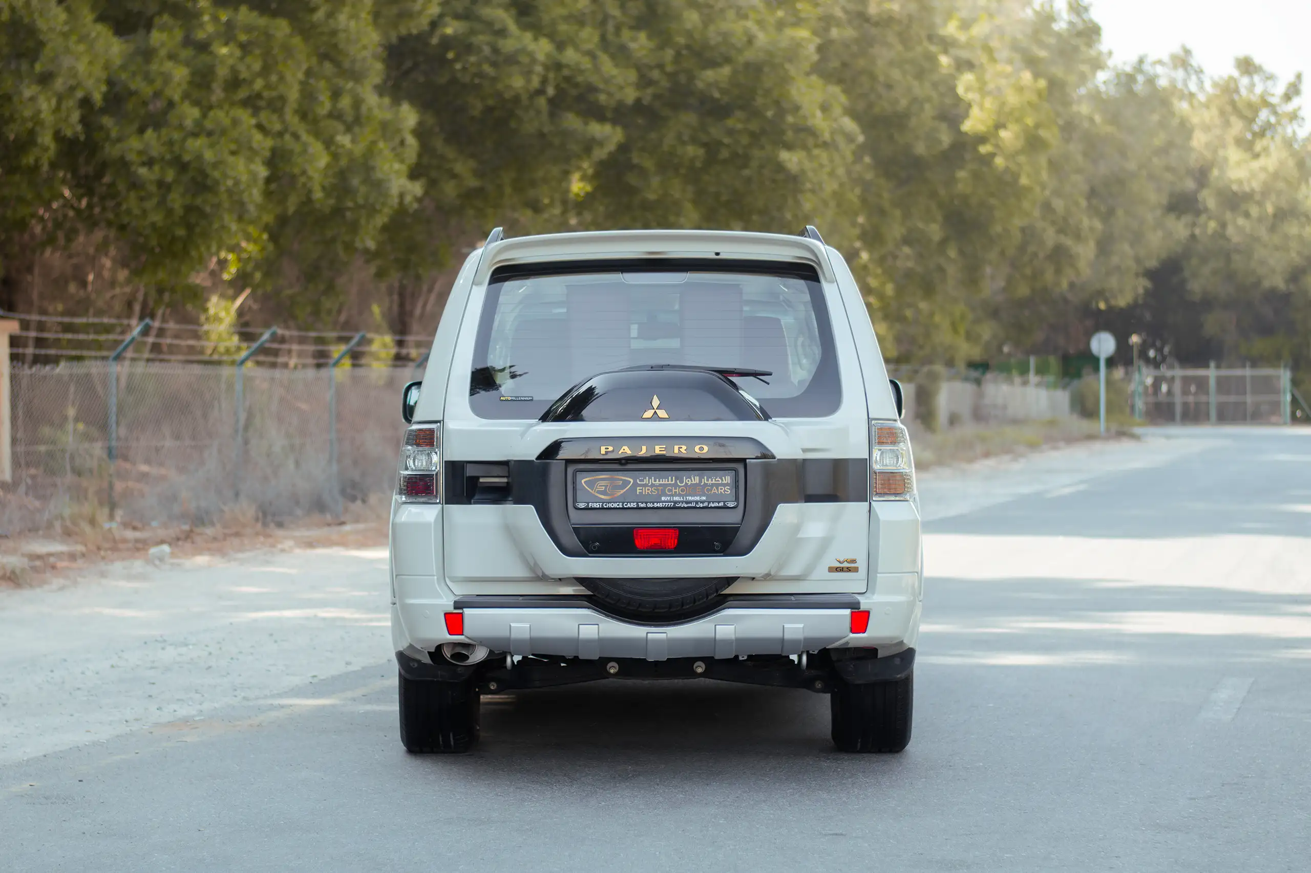 Used 2022 Mitsubishi Pajero GLS White – Back/Rear View at First Choice Cars Sharjah