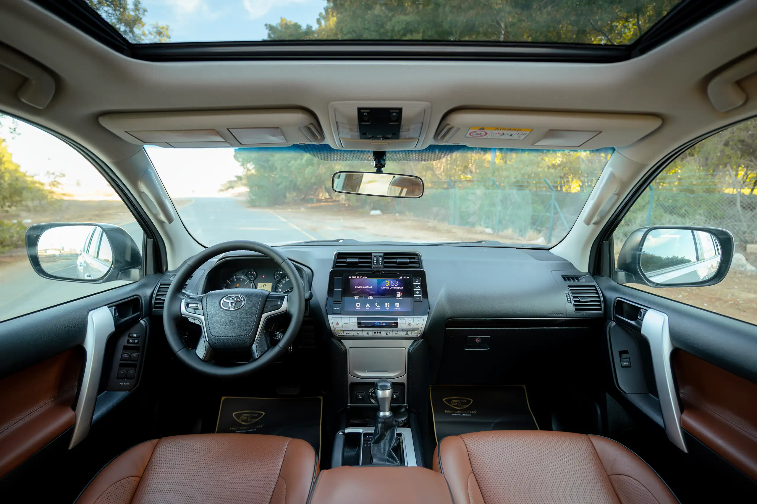 Used 2019 Toyota Prado VXR Silver – Front Cabin / Dashboard Full View at First Choice Cars Sharjah