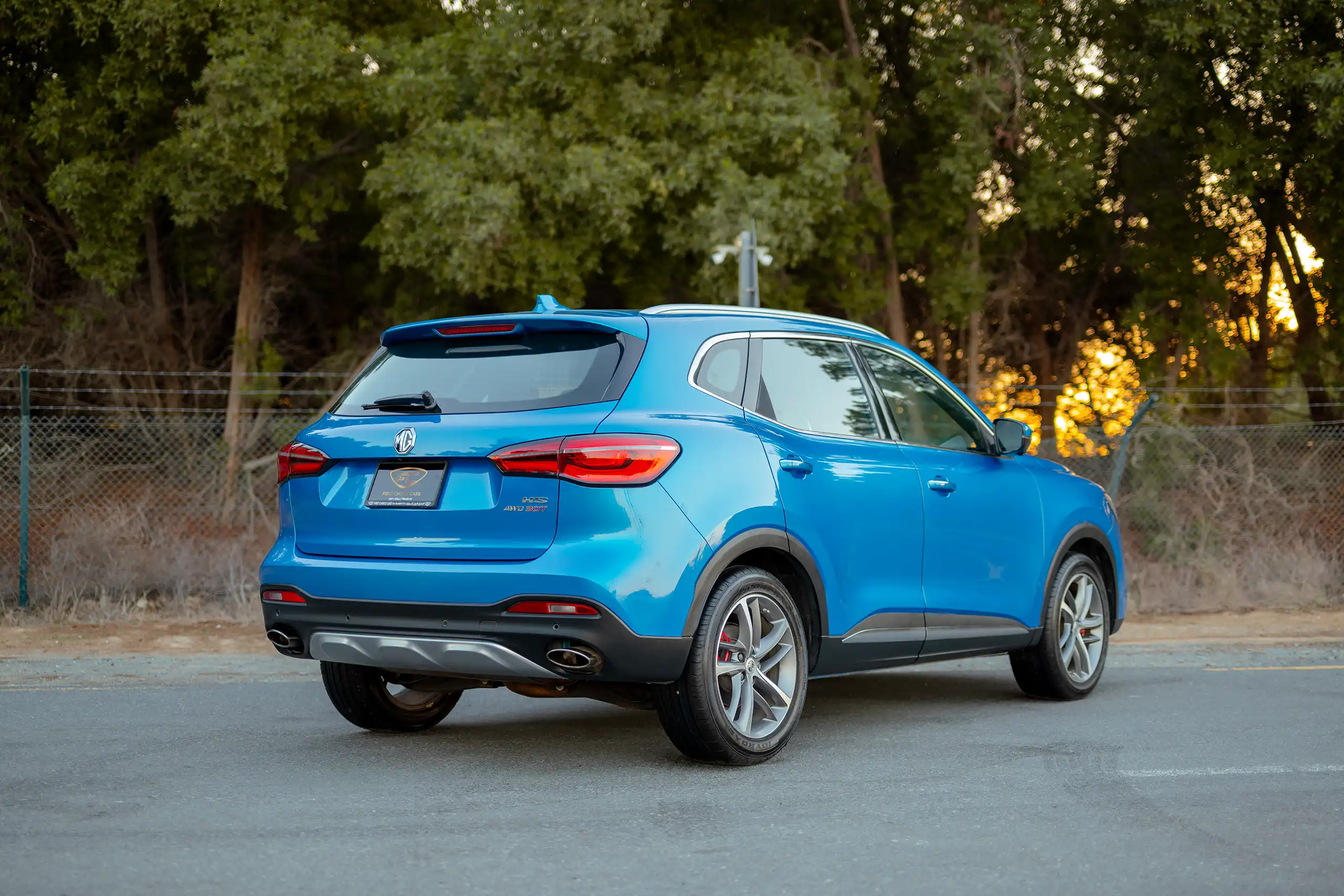 Used 2021 MG HS Luxury Blue – Right Back Diagonal (45°) View at First Choice Cars Sharjah