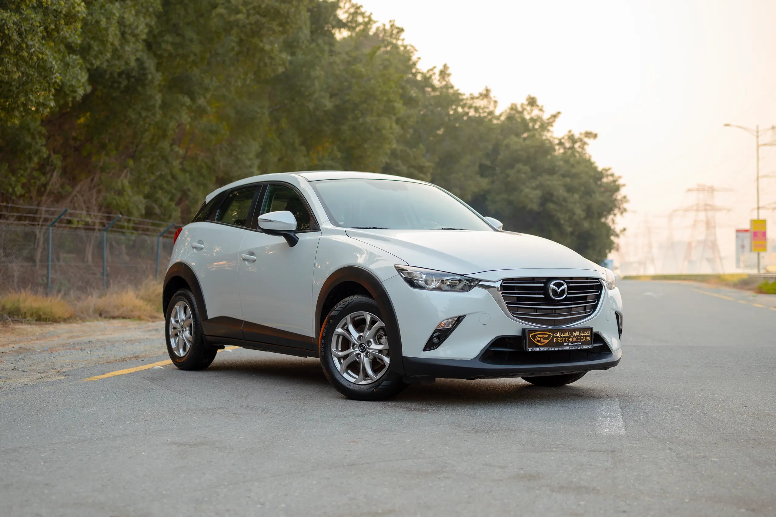 Used 2021 Mazda CX-3 GS Silver – Right Front Diagonal (45°) View at First Choice Cars Sharjah