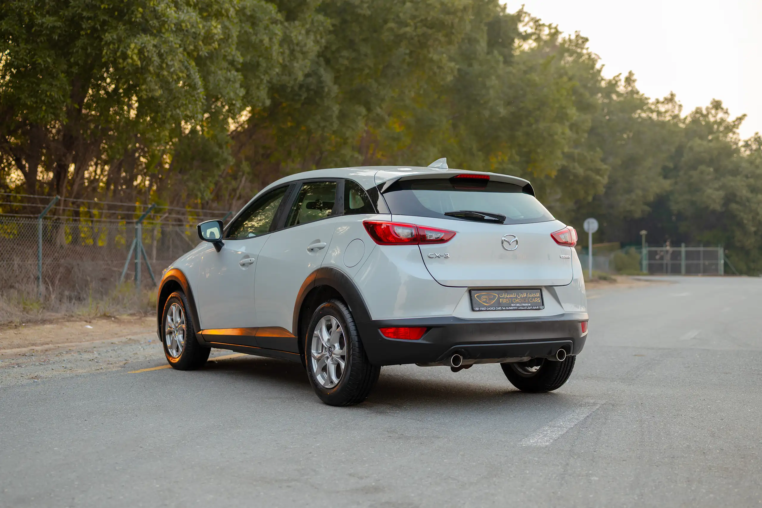 Used 2021 Mazda CX-3 GS Silver – Left Back Diagonal (45°) View at First Choice Cars Sharjah