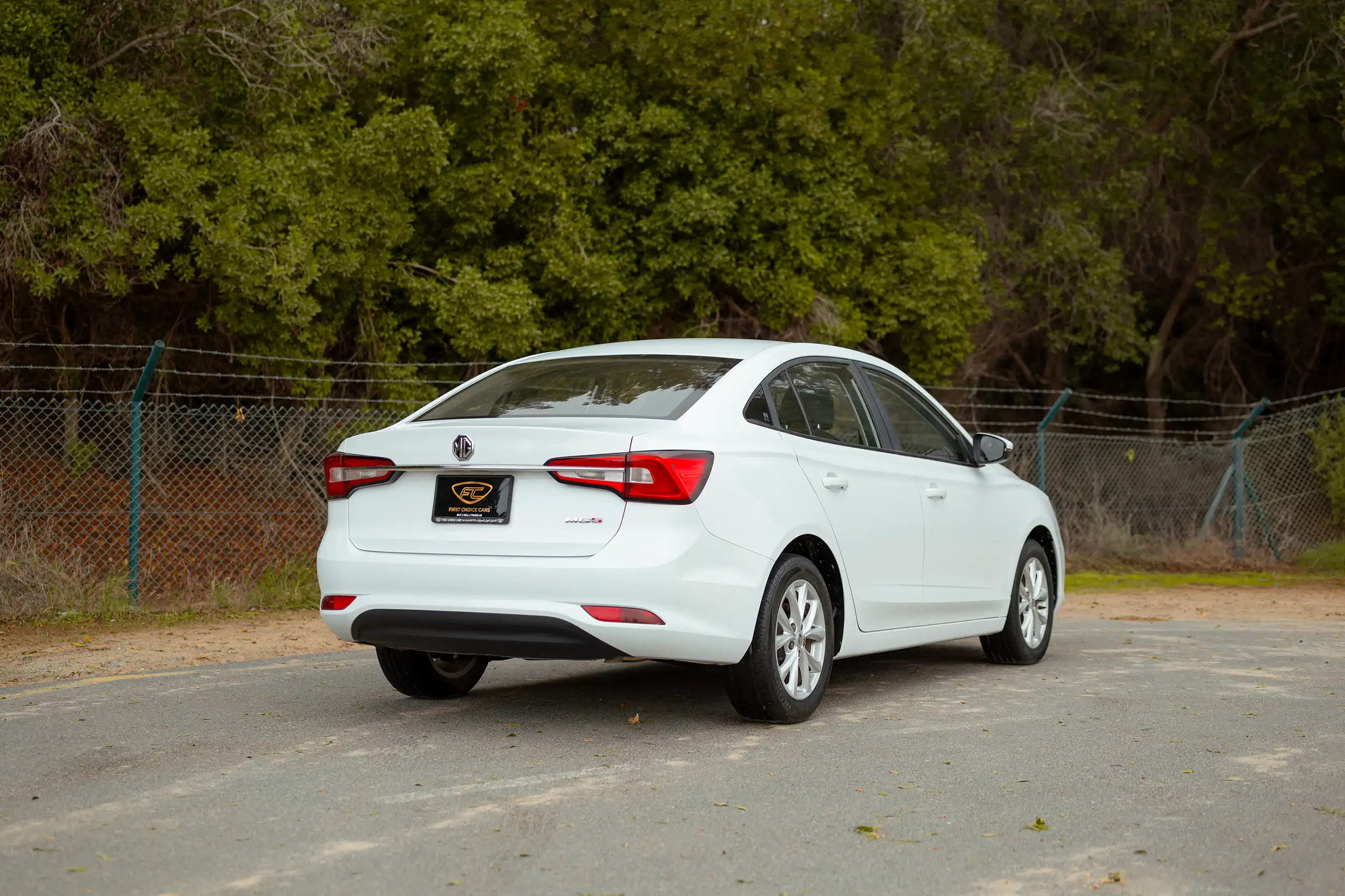 Used 2024 MG 5 Comfort White – Right Back Diagonal (45°) View at First Choice Cars Sharjah