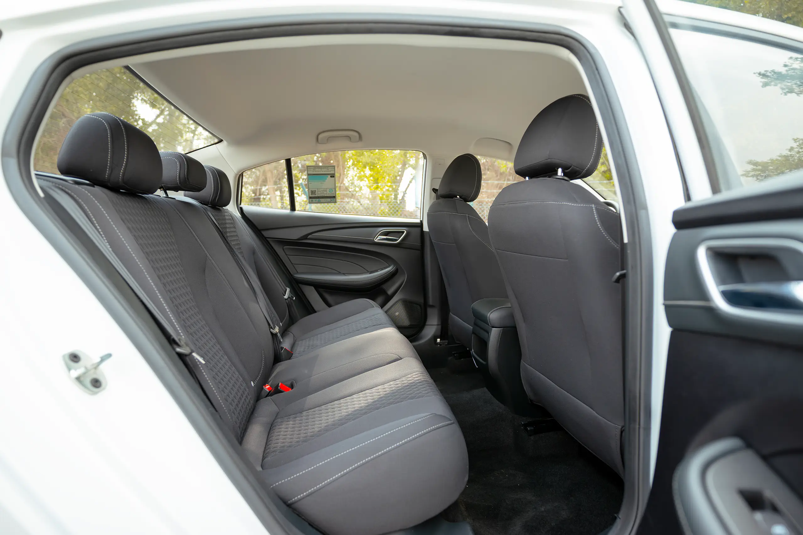 Used 2024 MG 5 Comfort White – Rear Passenger Side Cabin View at First Choice Cars Sharjah