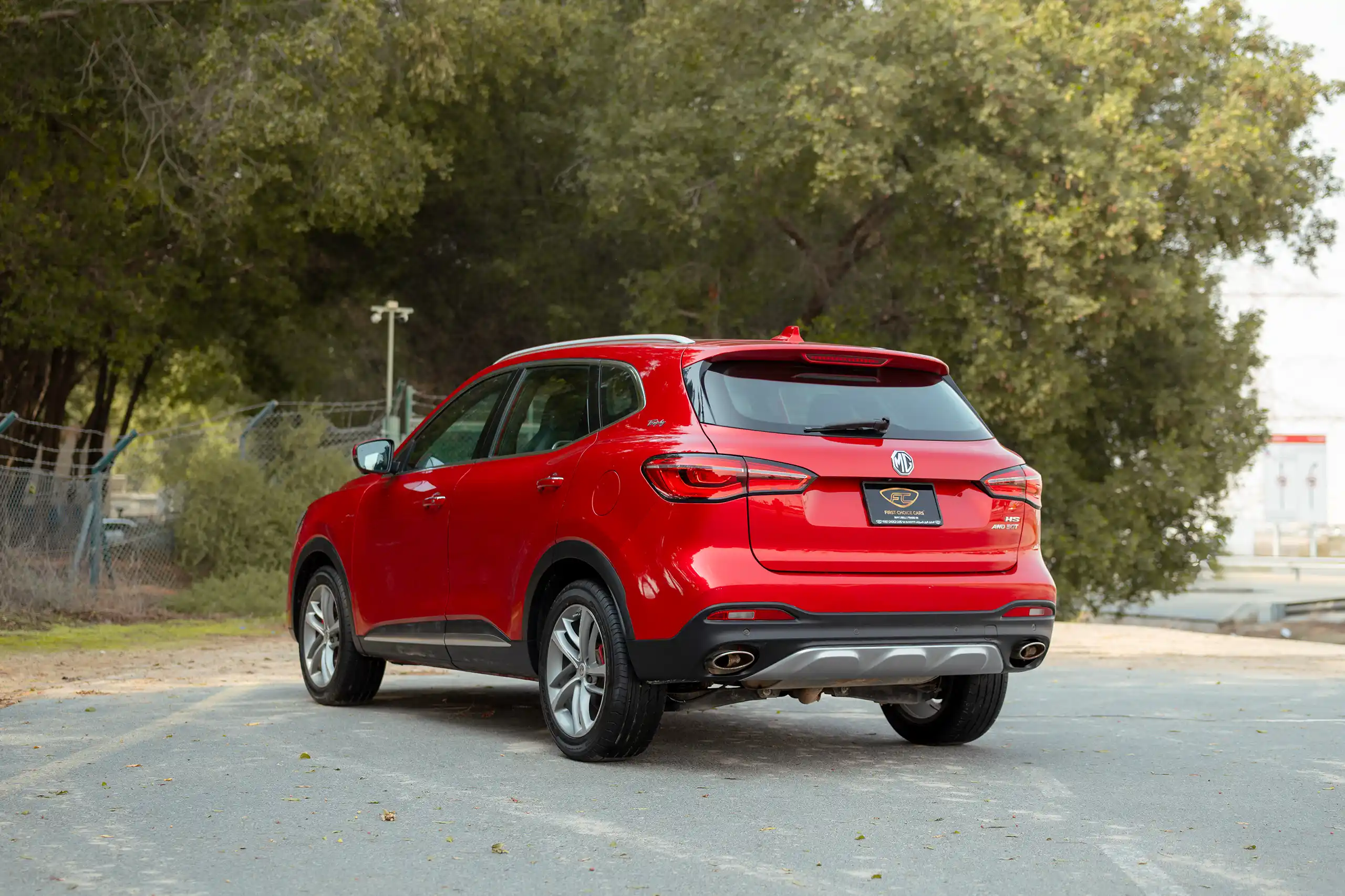 Used 2022 MG HS Luxury Red – Left Back Diagonal (45°) View at First Choice Cars Sharjah