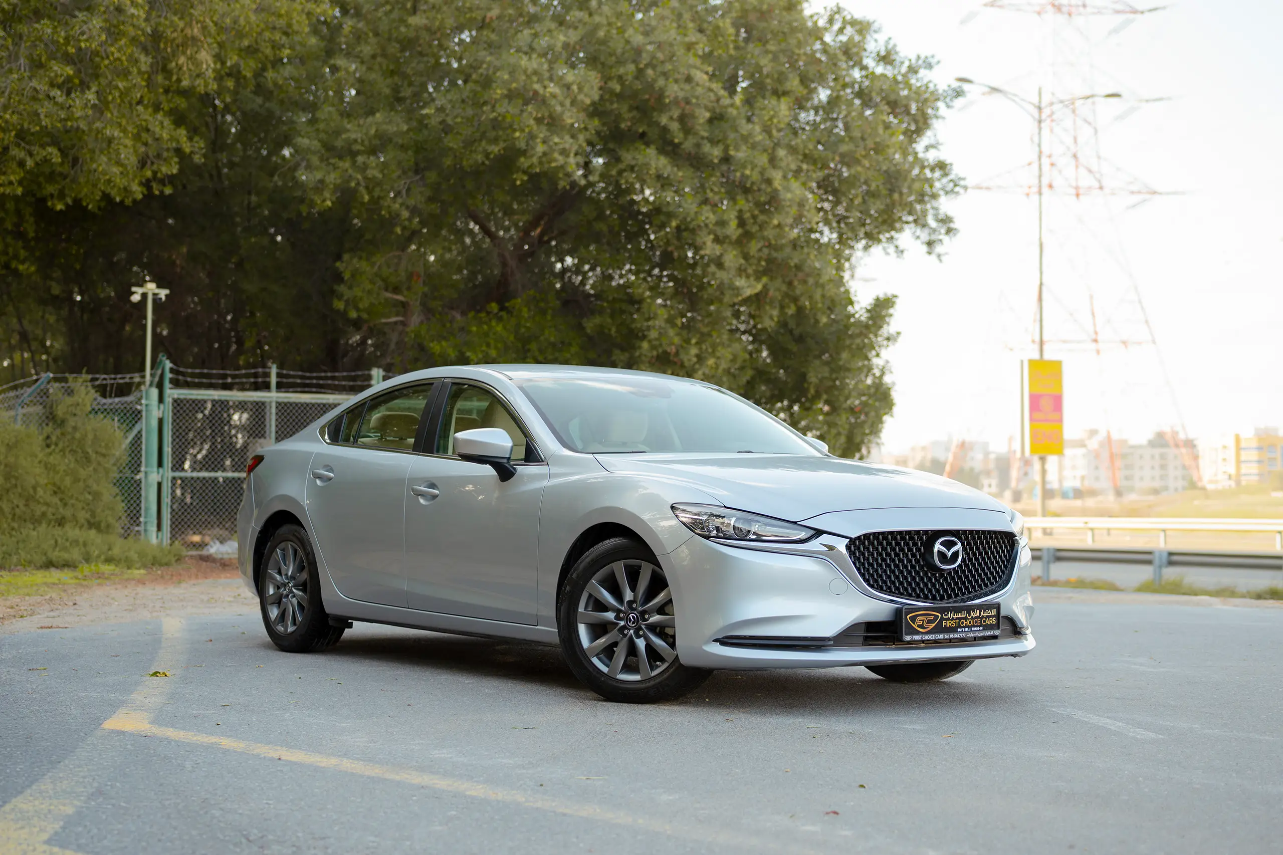 Used 2023 Mazda 6 S Grade Silver – Right Front Diagonal (45°) View at First Choice Cars Sharjah