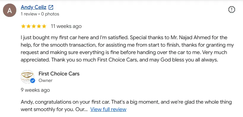 Customer reviews of the test drive experience
