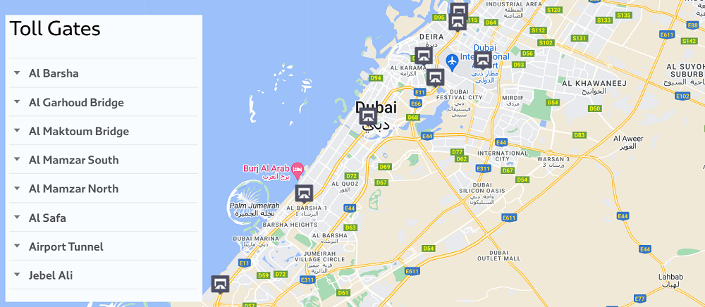 Salik Locations Dubai