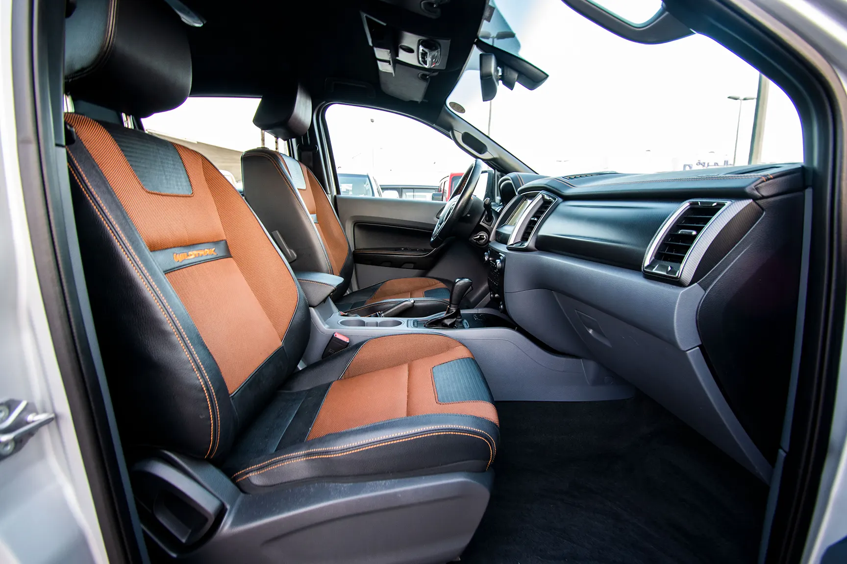 Used 2018 Ford Ranger Wildtrak Silver – Front Passenger Side Cabin View at First Choice Cars Sharjah