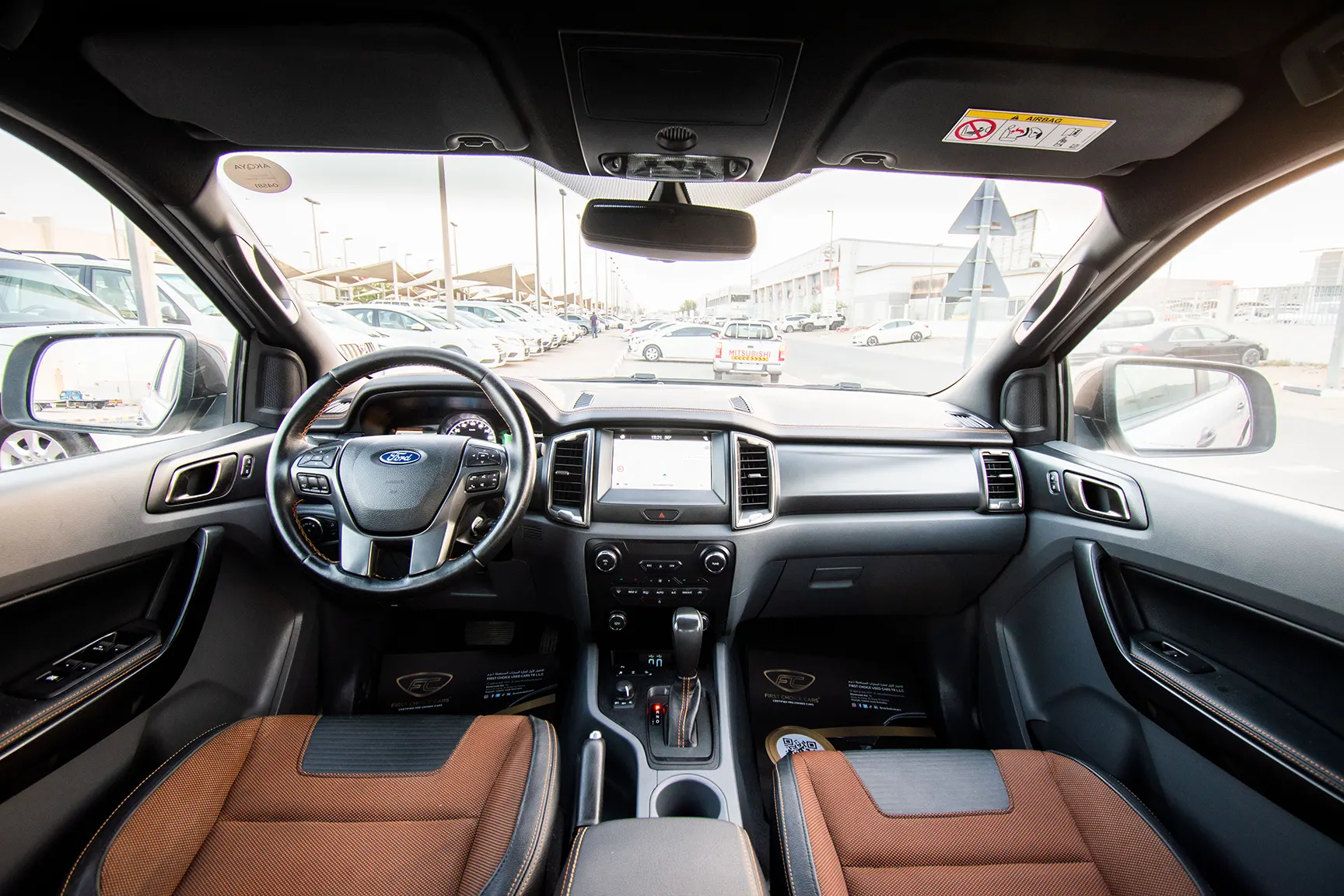 Used 2018 Ford Ranger Wildtrak Silver – Front Cabin / Dashboard Full View at First Choice Cars Sharjah