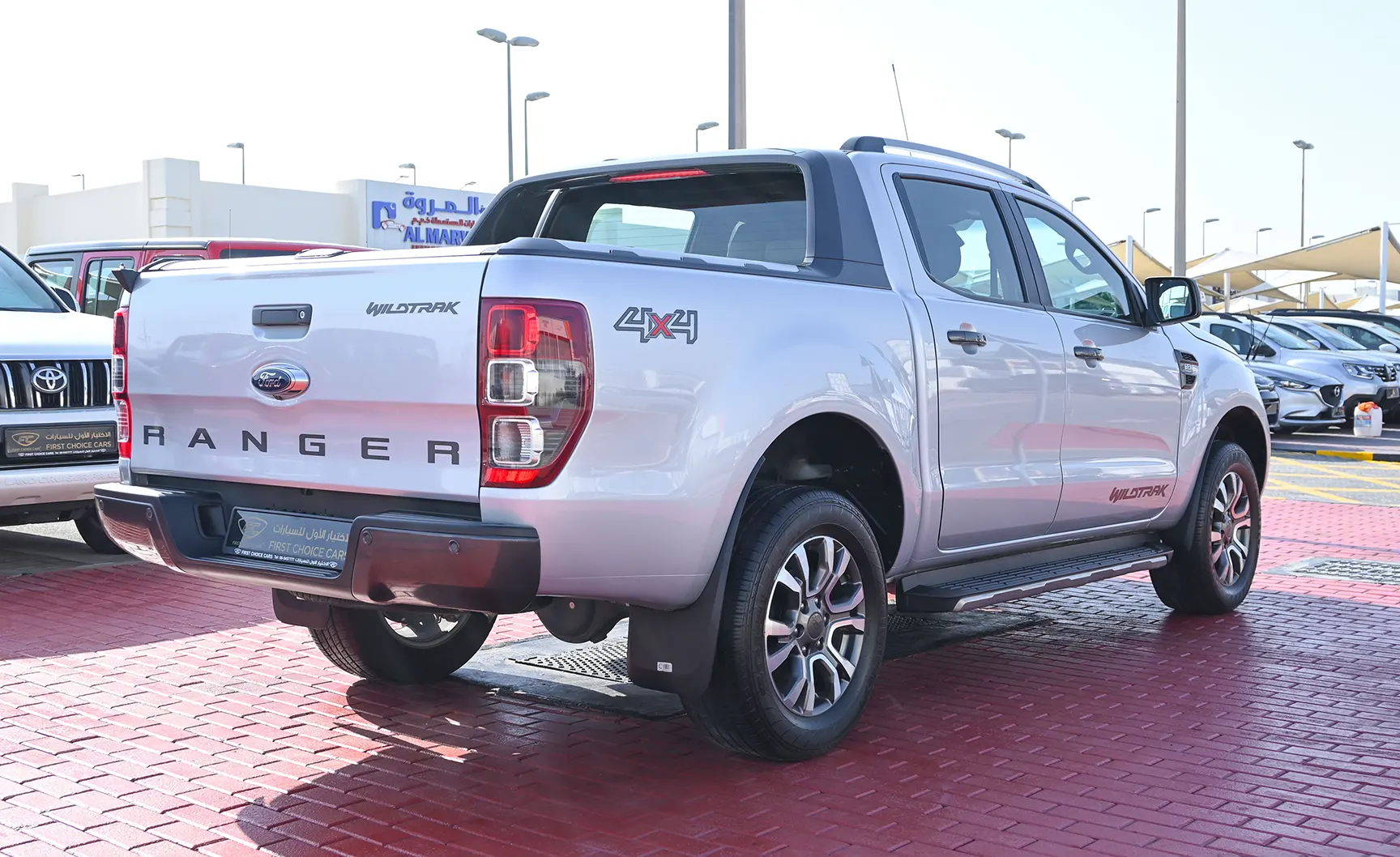 Used 2018 Ford Ranger Wildtrak Silver – Right Back Diagonal (45°) View at First Choice Cars Sharjah