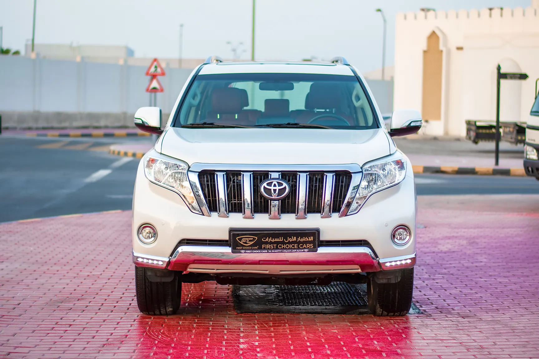 Used 2017 Toyota Prado VXR White – Front View at First Choice Cars Sharjah