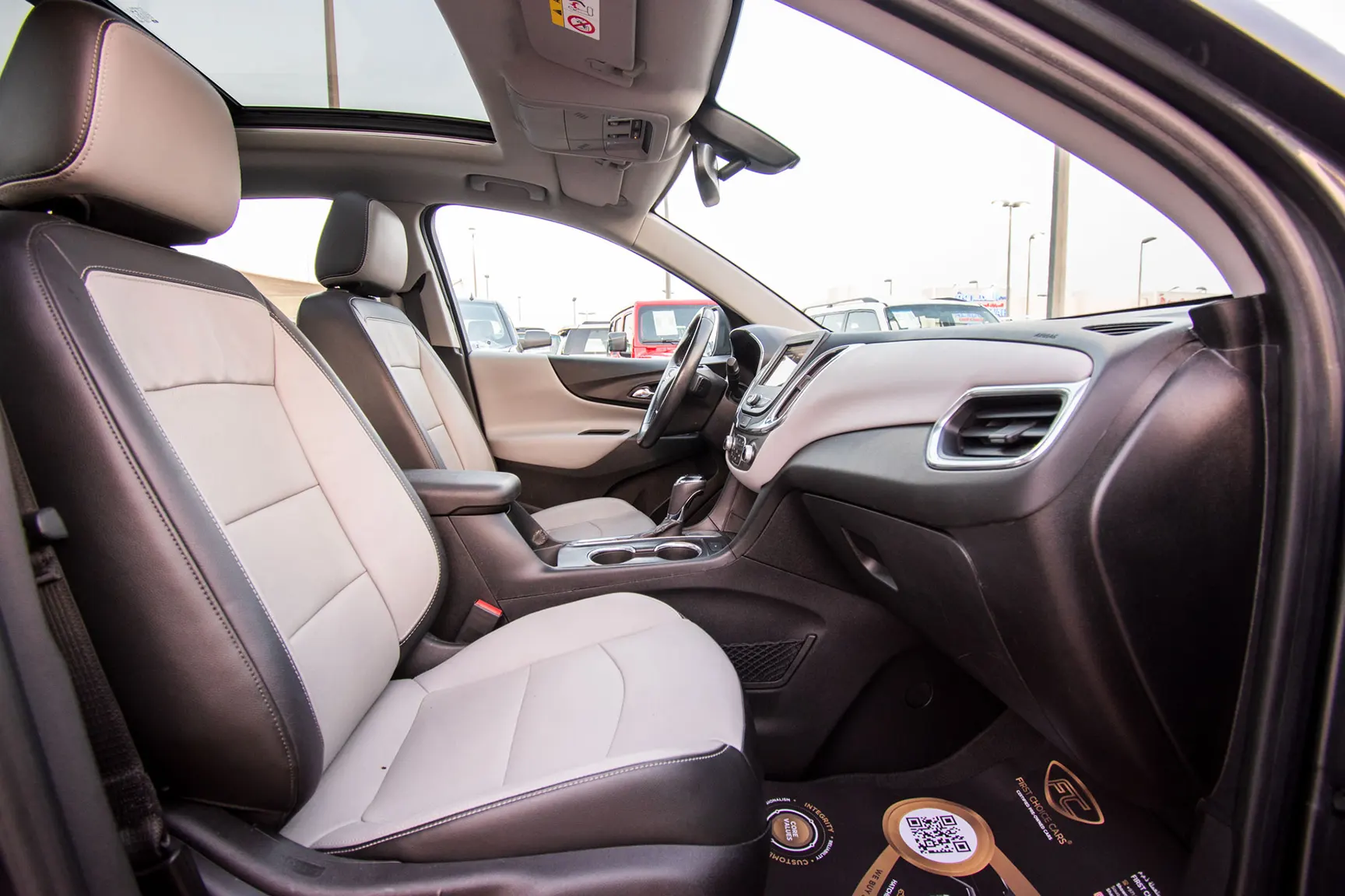 Used 2019 Chevrolet Equinox LT in Grey – Front Passenger Side Cabin View for Sale at First Choice Cars Dubai Sharjah