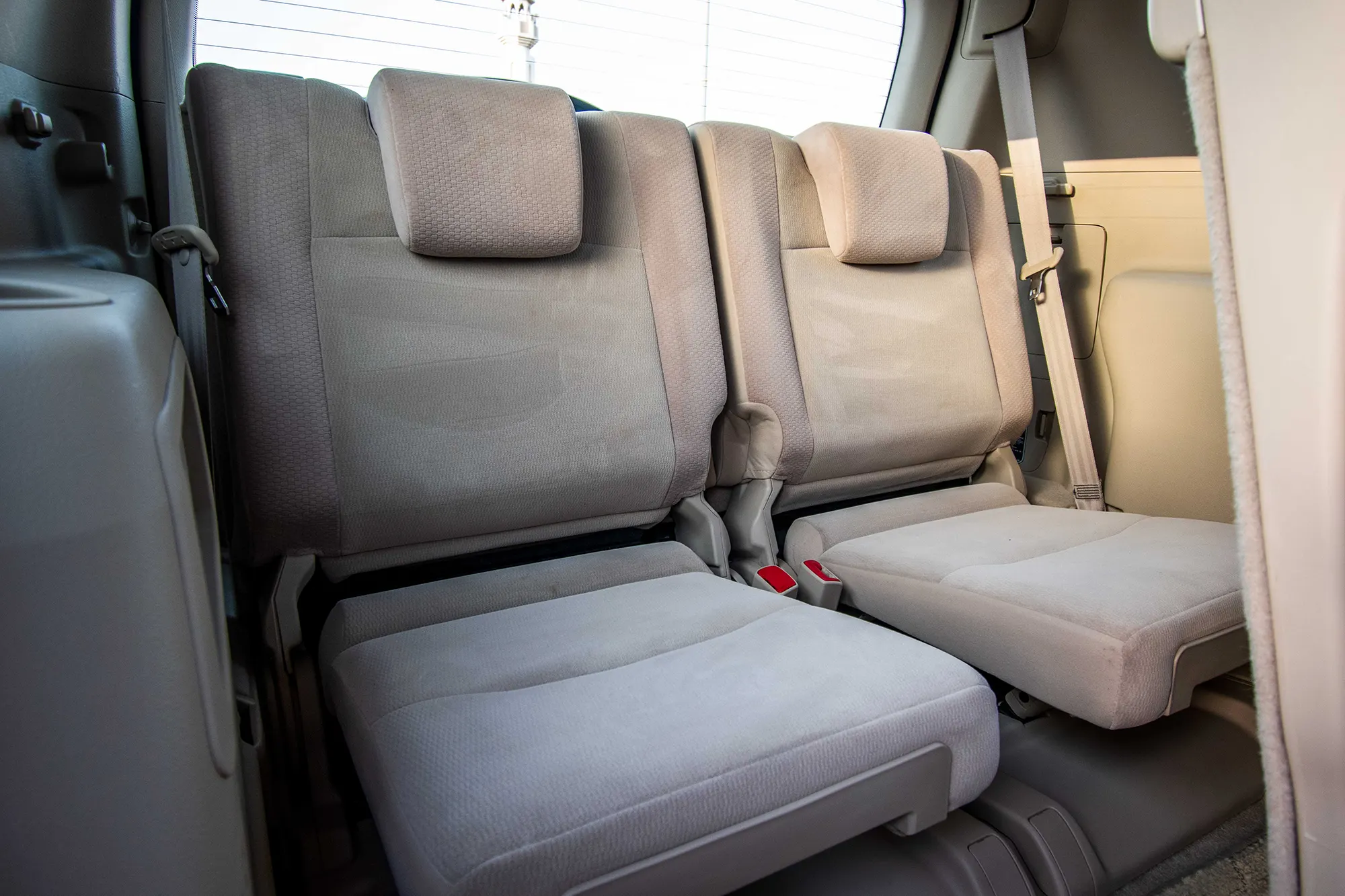 Used 2013 Toyota Prado Txl White – Third Row Right Seat View at First Choice Cars Sharjah