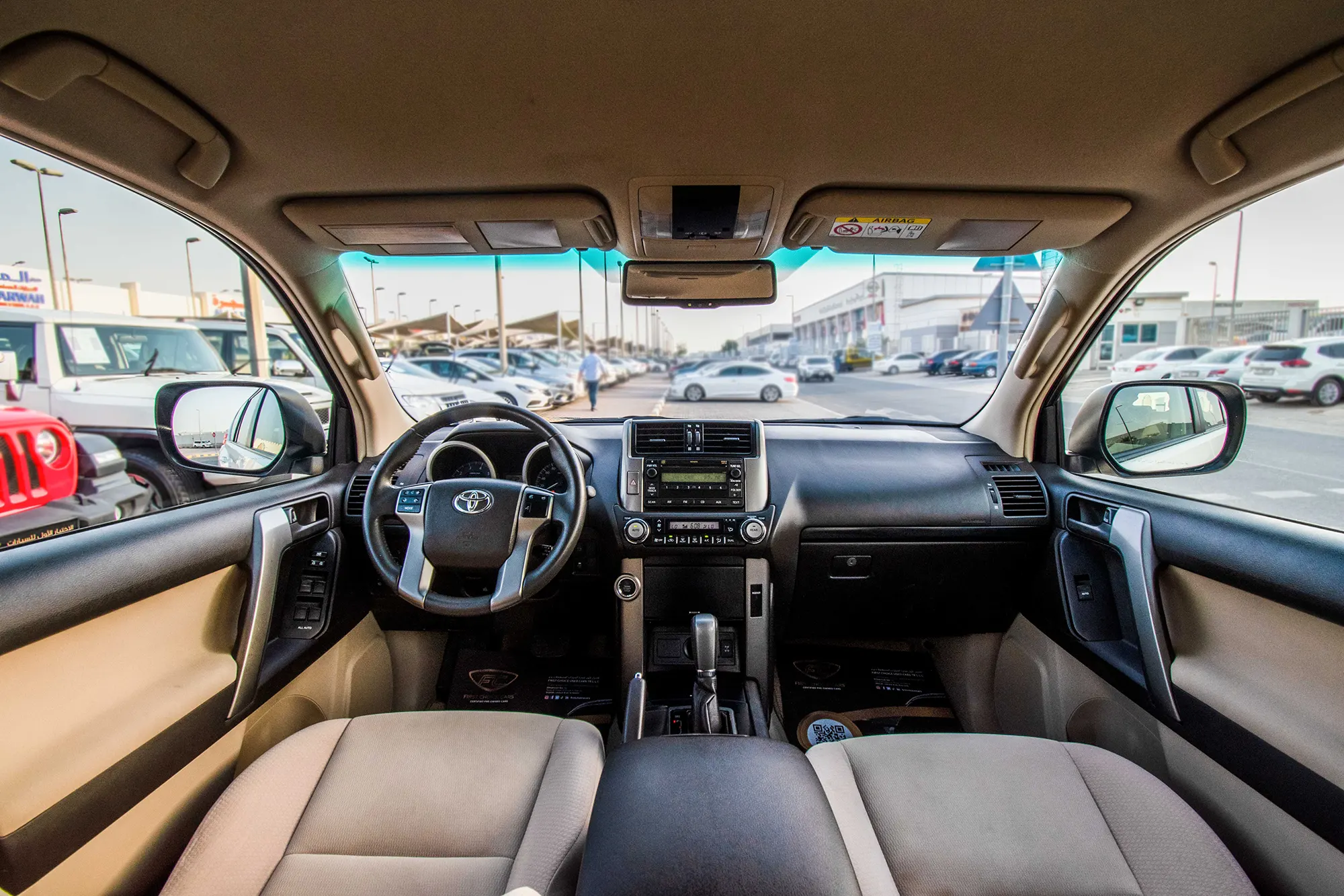 Used 2013 Toyota Prado Txl White – Front Cabin / Dashboard Full View at First Choice Cars Sharjah