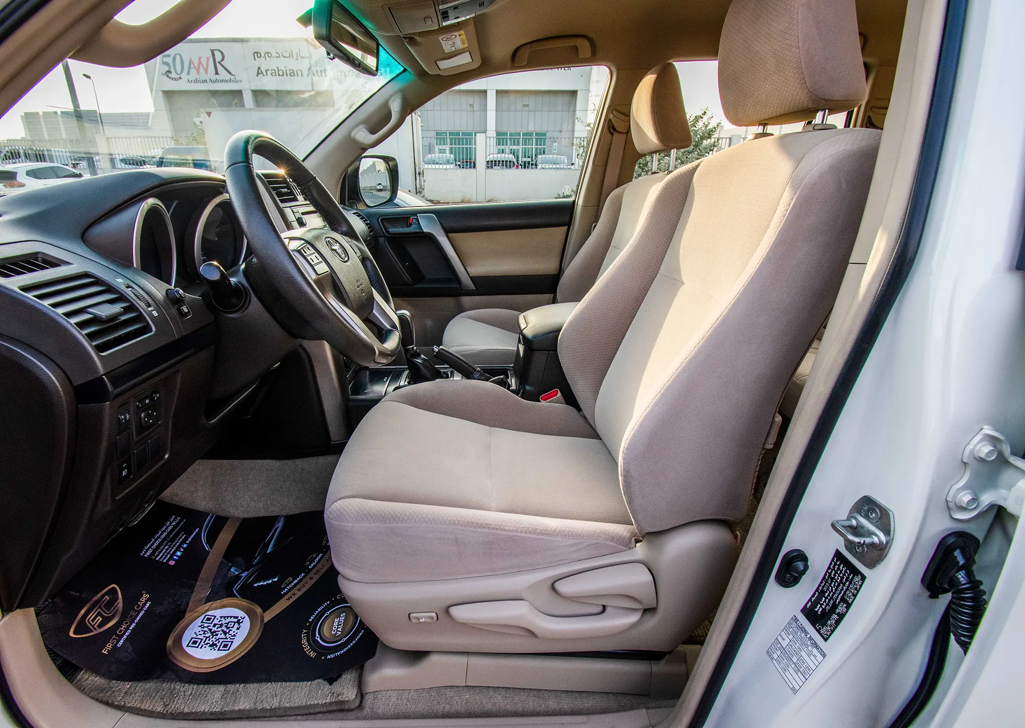 Used 2013 Toyota Prado Txl White – Front Driver Side Cabin View at First Choice Cars Sharjah