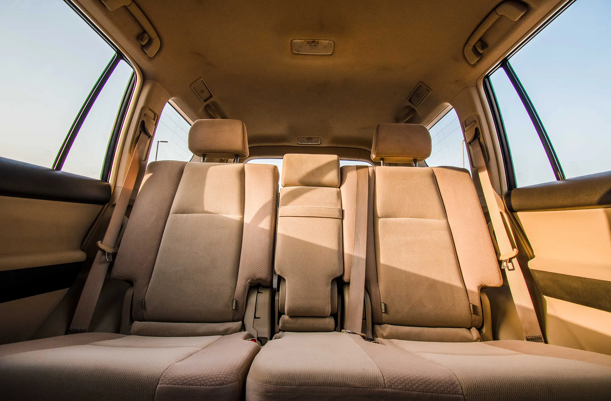 Used 2013 Toyota Prado Txl White – Rear Seat View at First Choice Cars Sharjah