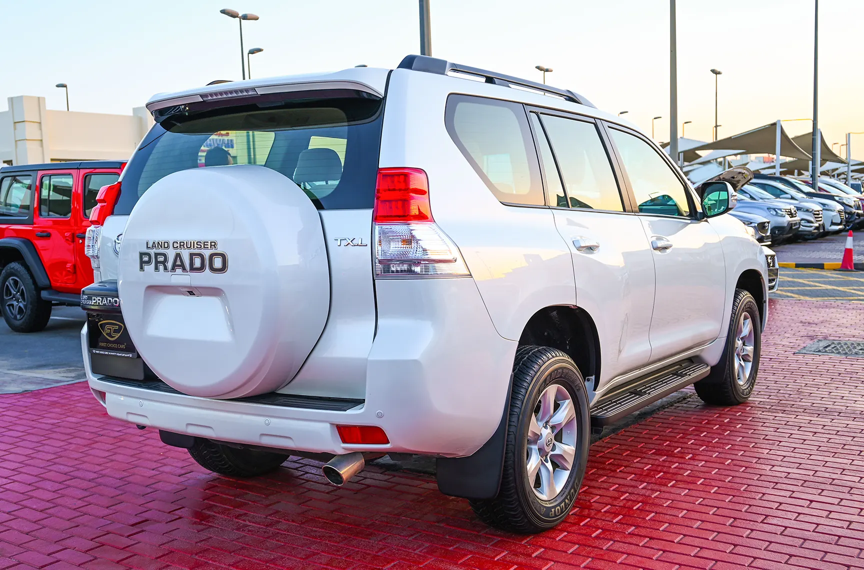 Used 2013 Toyota Prado Txl White – Right Back Diagonal (45°) View at First Choice Cars Sharjah