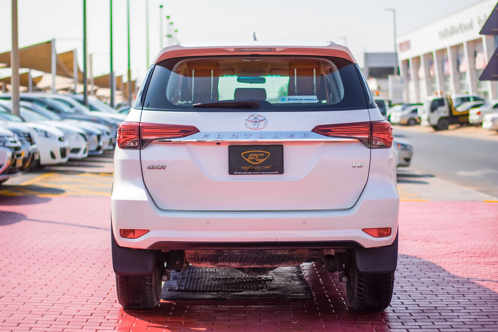 Used 2019 Toyota Fortuner GXR in White – Back/Rear View for Sale at First Choice Cars Dubai Sharjah