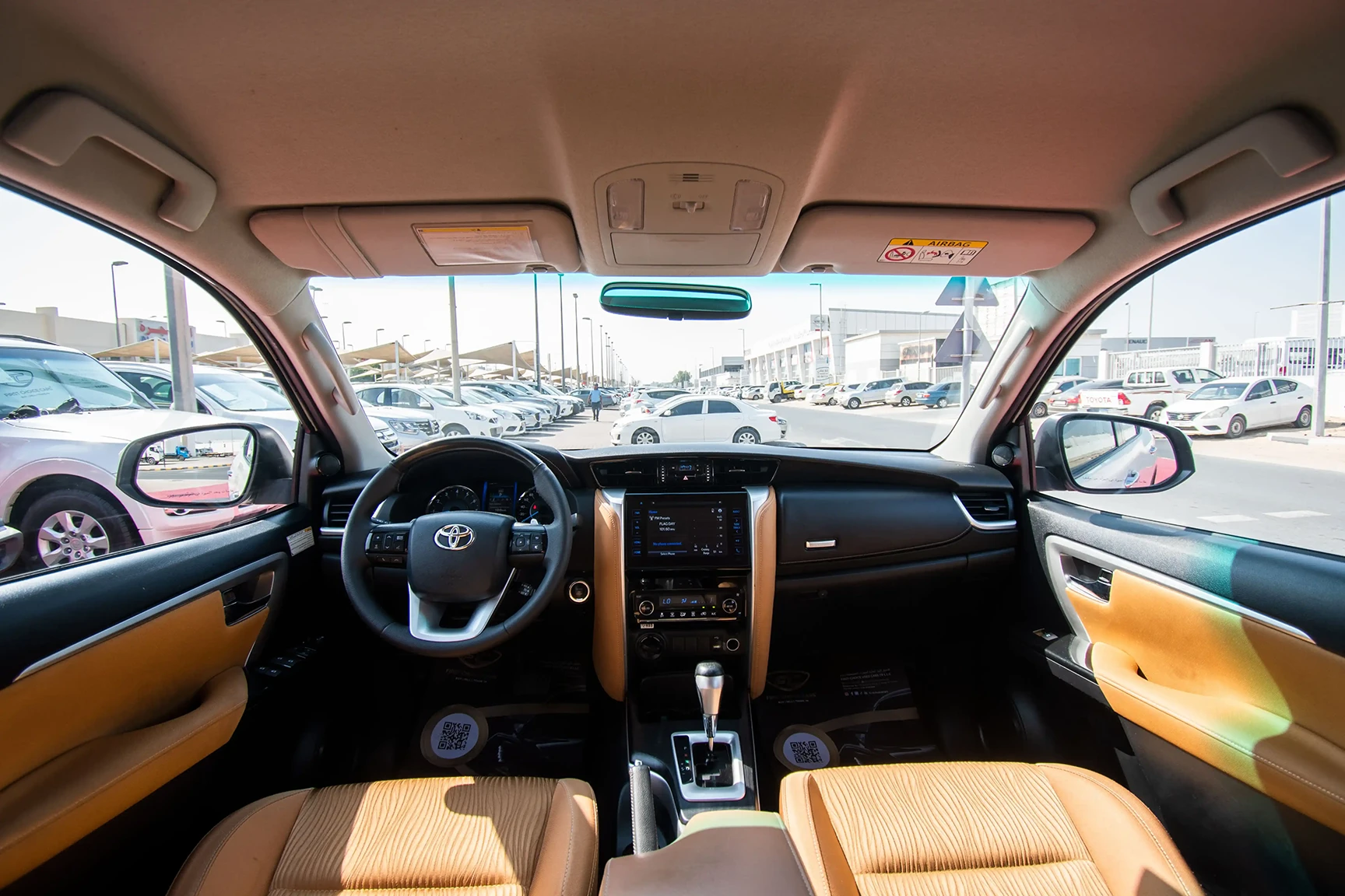 Used 2019 Toyota Fortuner GXR in White – Front Cabin / Dashboard Full View for Sale at First Choice Cars Dubai Sharjah