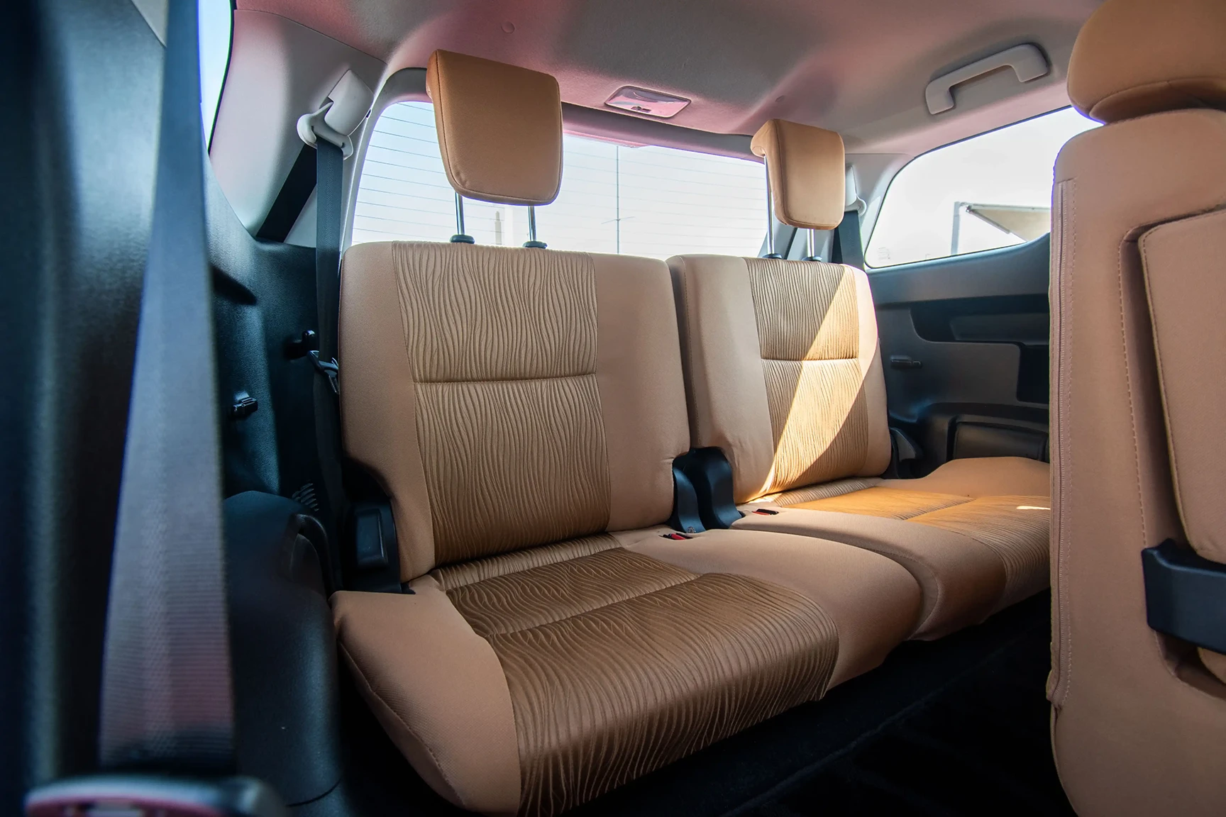 Used 2019 Toyota Fortuner GXR in White – Third Row Right Seat View for Sale at First Choice Cars Dubai Sharjah