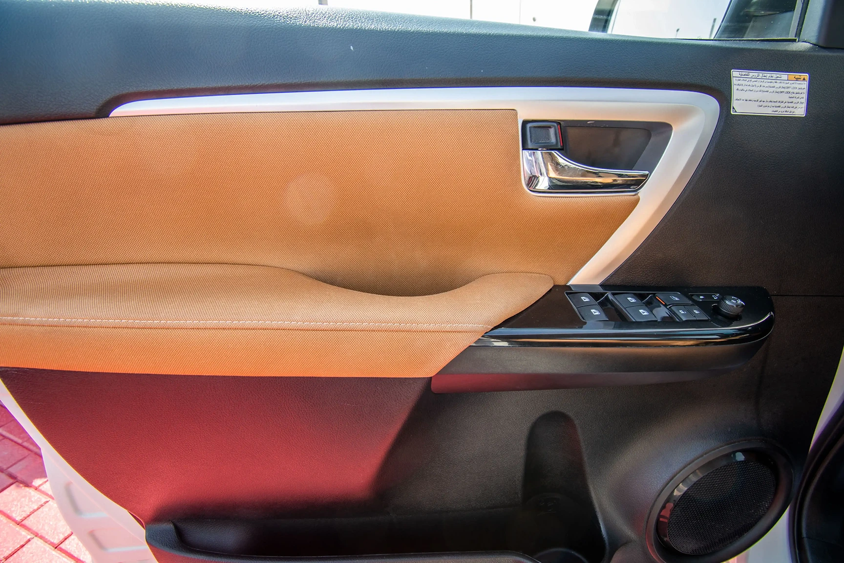 Used 2019 Toyota Fortuner GXR in White – Driver Door Panel Full View for Sale at First Choice Cars Dubai Sharjah