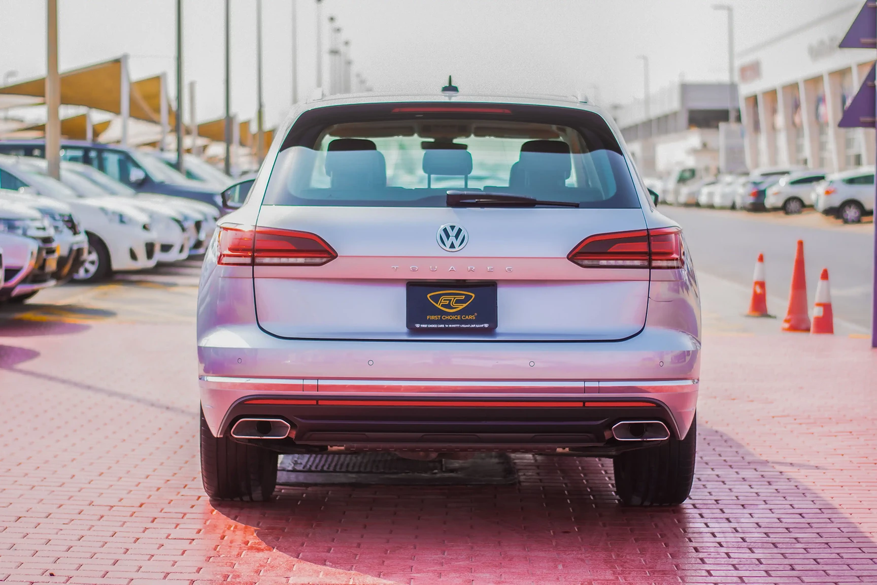 Used 2020 Volkswagen Touareg Atmosphere Comfortline Silver – Back/Rear View at First Choice Cars Sharjah