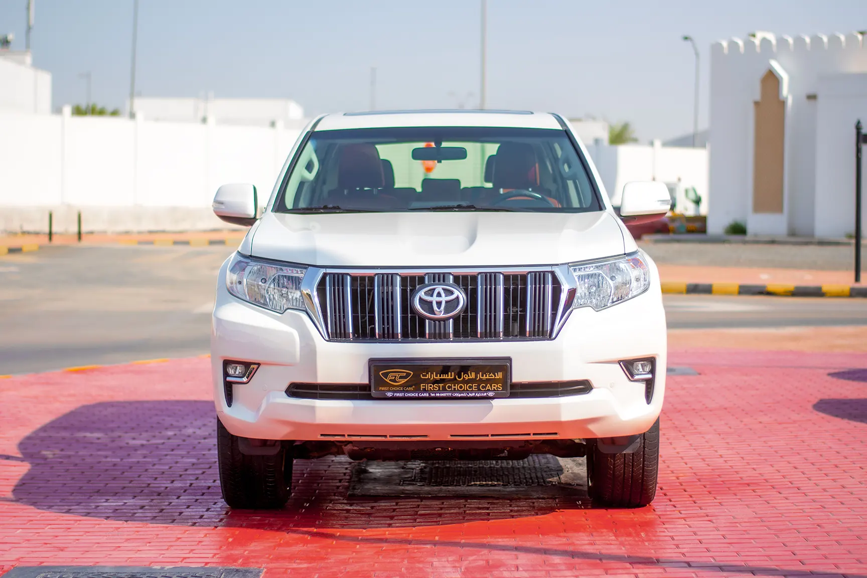 Used 2018 Toyota Prado VXR White – Front View at First Choice Cars Sharjah