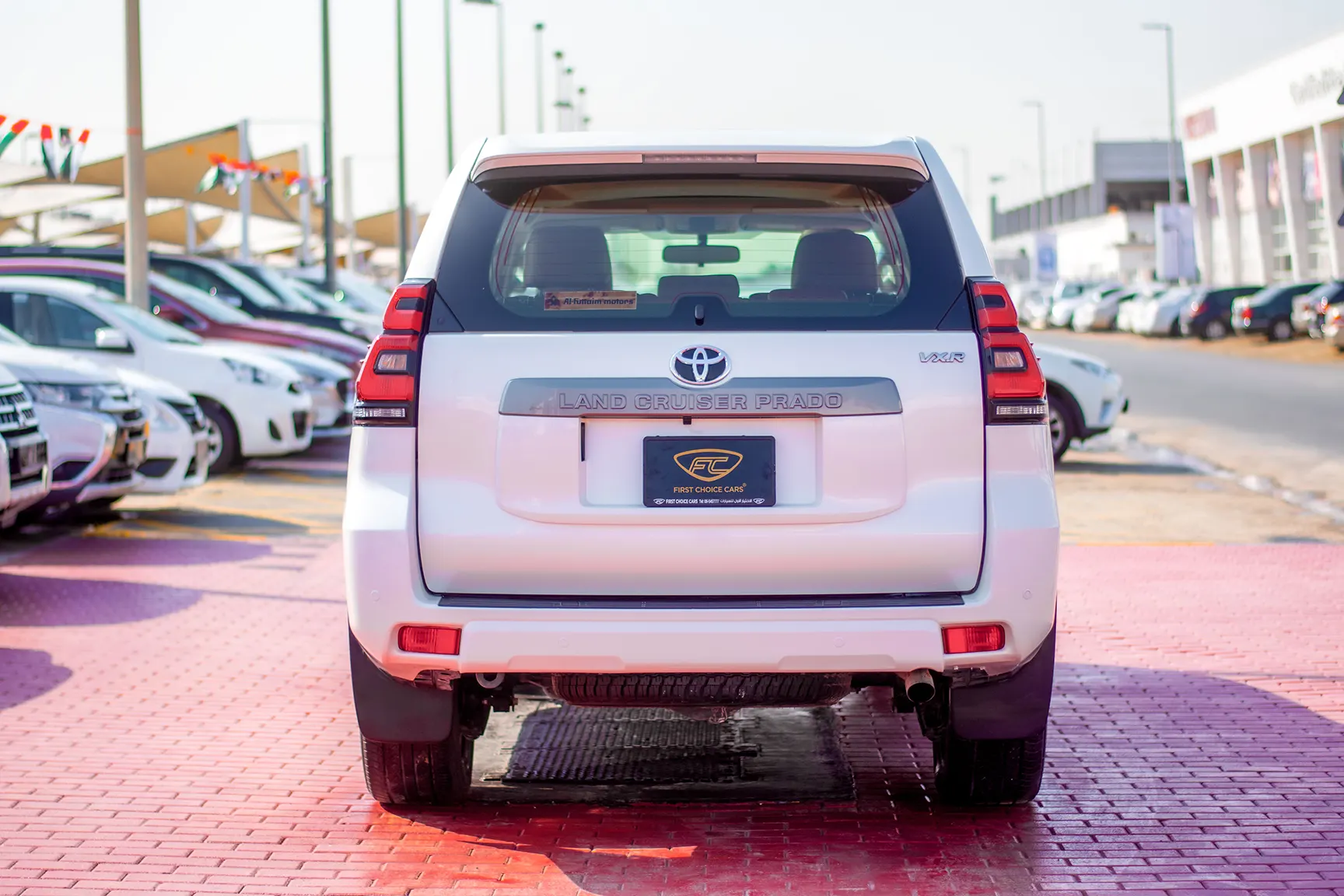 Used 2018 Toyota Prado VXR White – Back/Rear View at First Choice Cars Sharjah