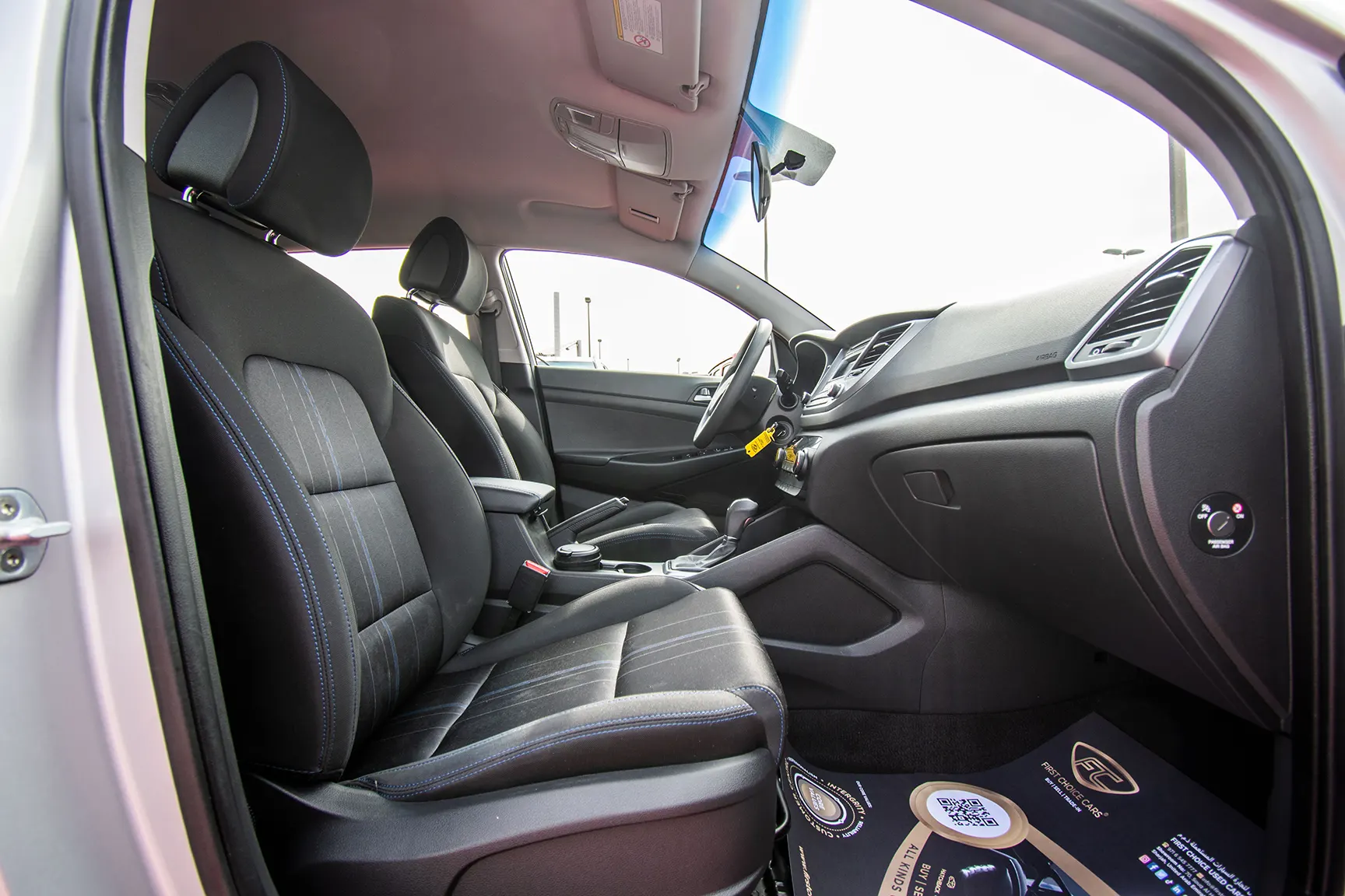 Used 2016 Hyundai Tucson GL White – Front Passenger Side Cabin View at First Choice Cars Sharjah