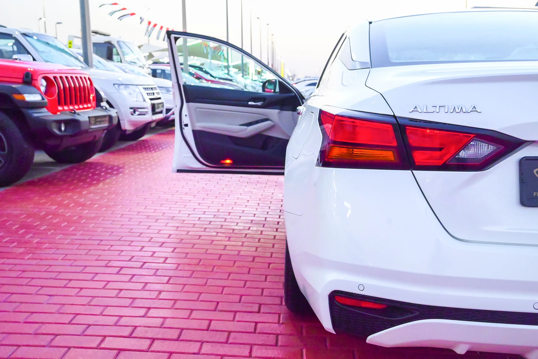 Used 2019 Nissan Altima S White – Taillight Close-up at First Choice Cars Sharjah