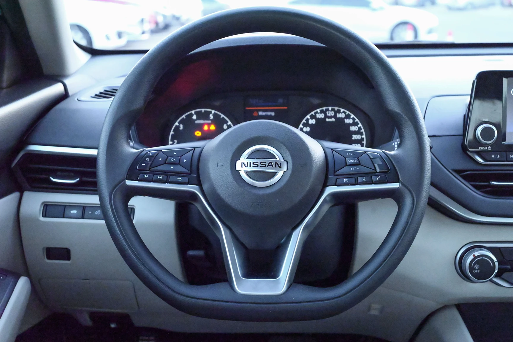 Used 2019 Nissan Altima S White – Driver Side Dashboard & Steering View at First Choice Cars Sharjah