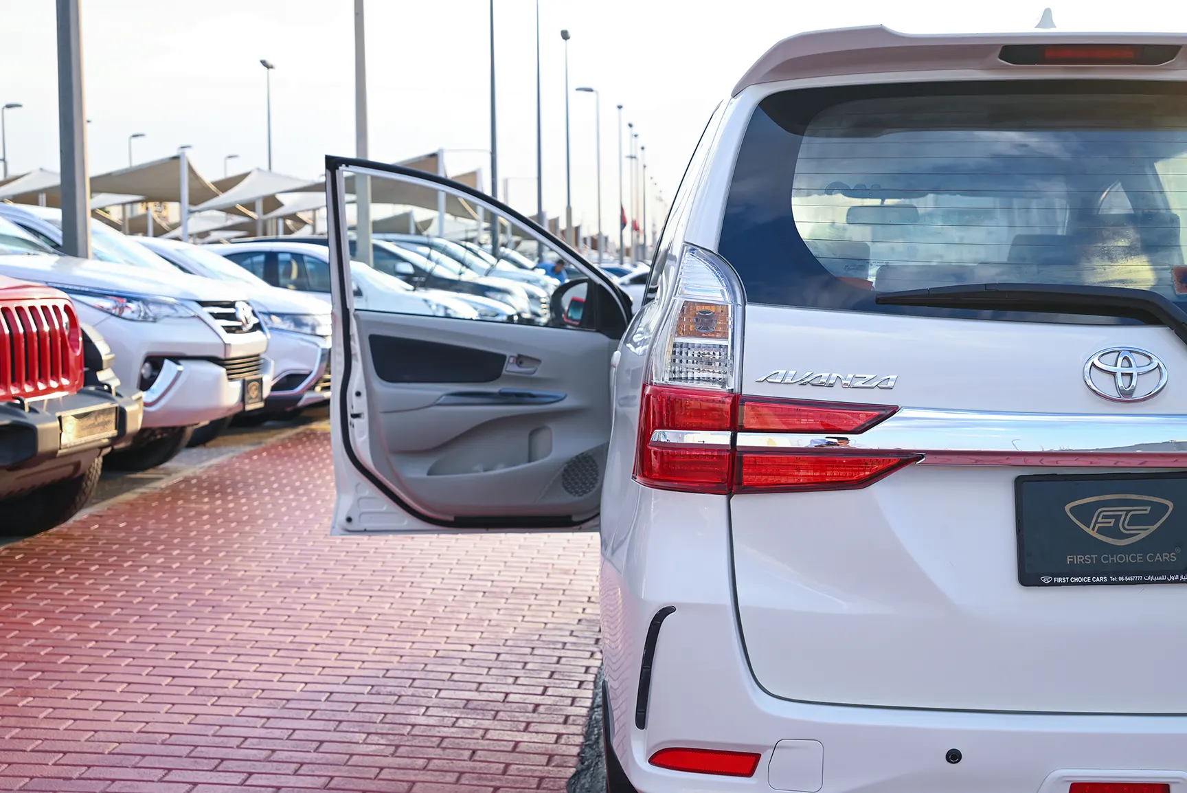 Used 2020 Toyota Avanza SE White – Taillight Close-up at First Choice Cars Sharjah
