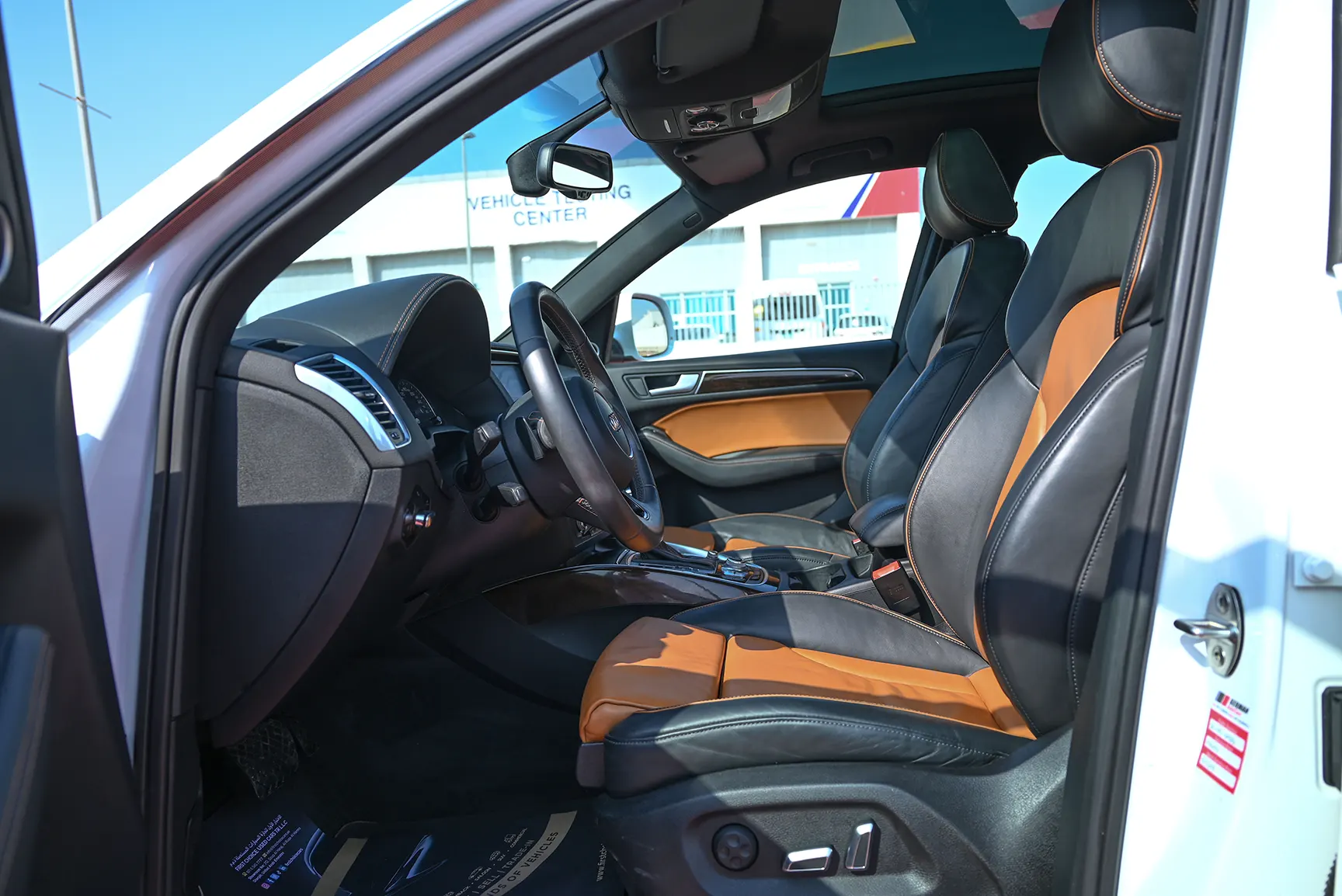 Used 2014 Audi Q5 S-Line White – Front Driver Side Cabin View at First Choice Cars Sharjah