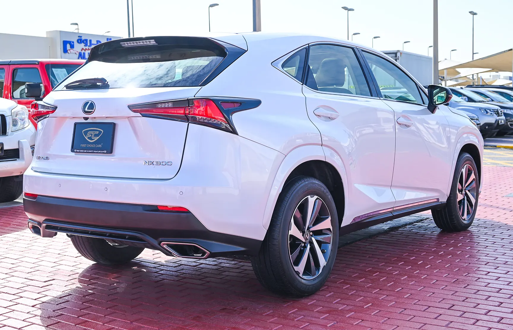 Used 2020 Lexus NX-SERIES NX 300 Platinum White – Right Back Diagonal (45°) View at First Choice Cars Sharjah